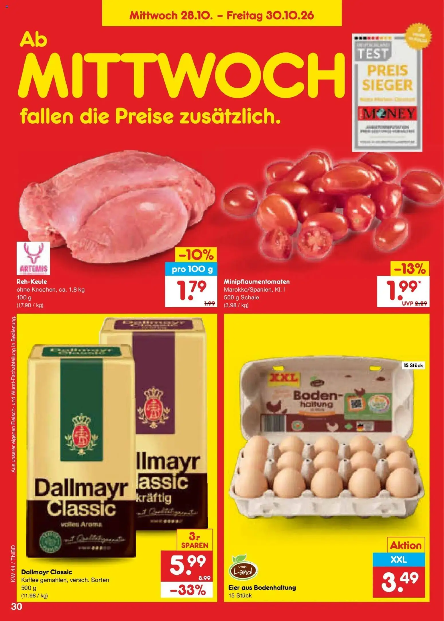 Netto Marken-Discount Prospekt Thiendorf (ab 26.10.2026) » Angebote | Seite: 46 | Produkte: Eier, Kaffee, Dallmayr, Fleisch