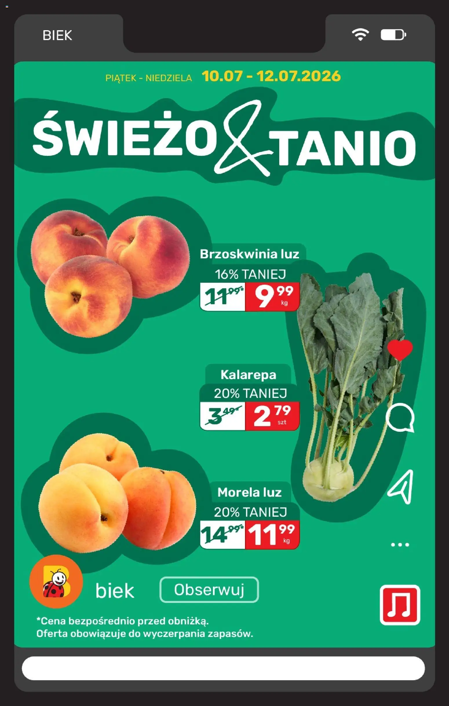Biedronka gazetka - Biek od 10.07.2026 | Strona: 8 | Produkty: Brzoskwinia, Kalarepa