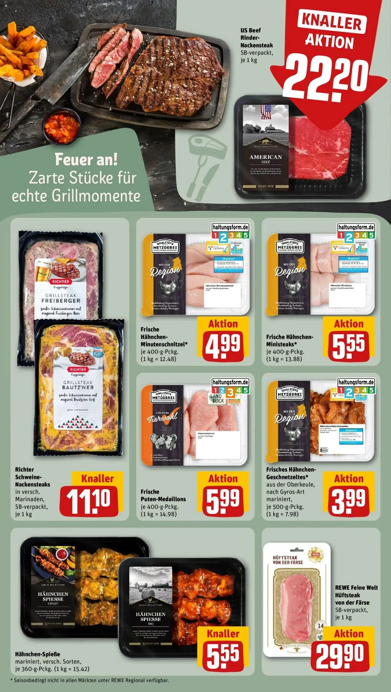 Rewe Prospekt Berlin / Steglitz	 – gültig ab 20.04.2026 | Seite: 13 | Produkte: Nackensteaks, Bier, Tür, Steak