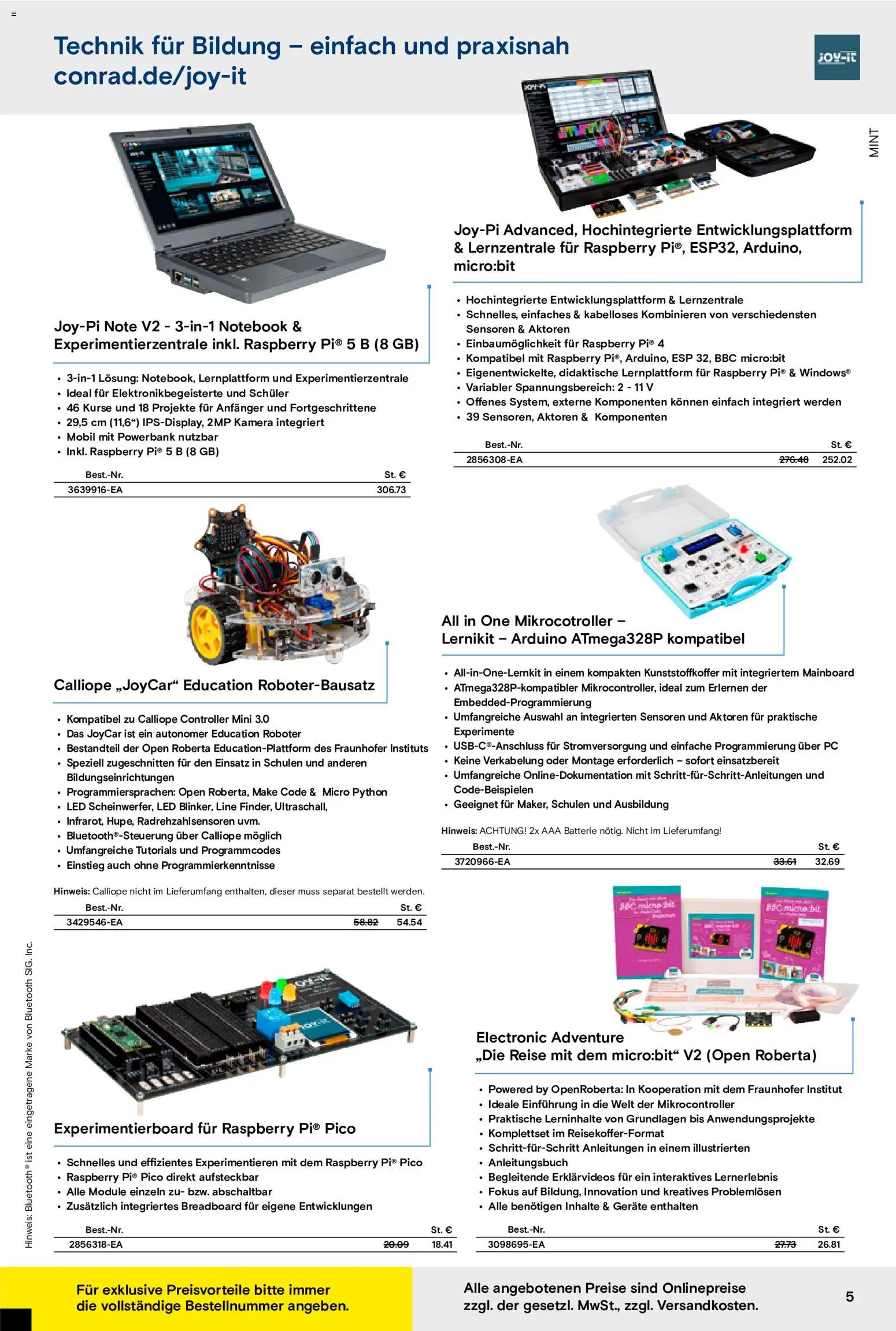 Conrad Education Katalog – gültig ab 07.09.2026 | Seite: 5 | Produkte: Kamera, Roboter, Batterie, Powerbank