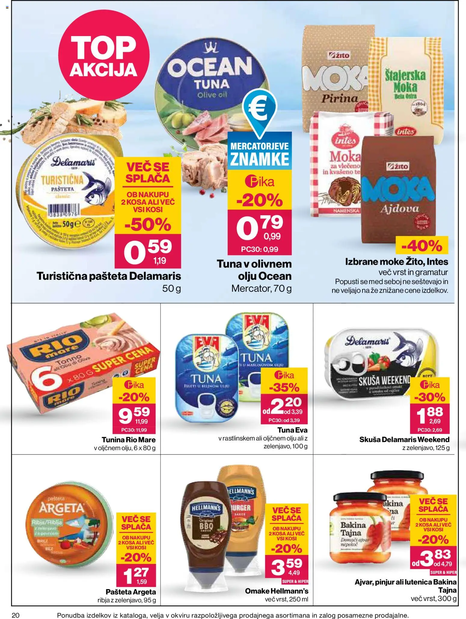 Novi Mercator katalog ponudbe – veljaven od 13.08.2026 | Stran: 20 | Izdelki: Med, Moka, Pašteta, Olive