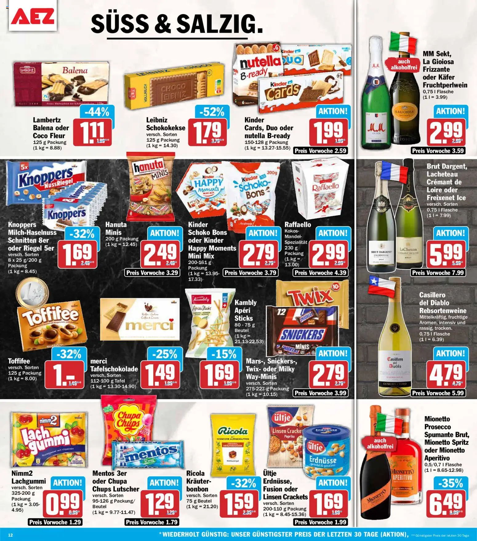 AEZ Prospekt – gültig ab 31.08.2026 | Seite: 12 | Produkte: Raffaello, Snickers, Twix, Toffifee