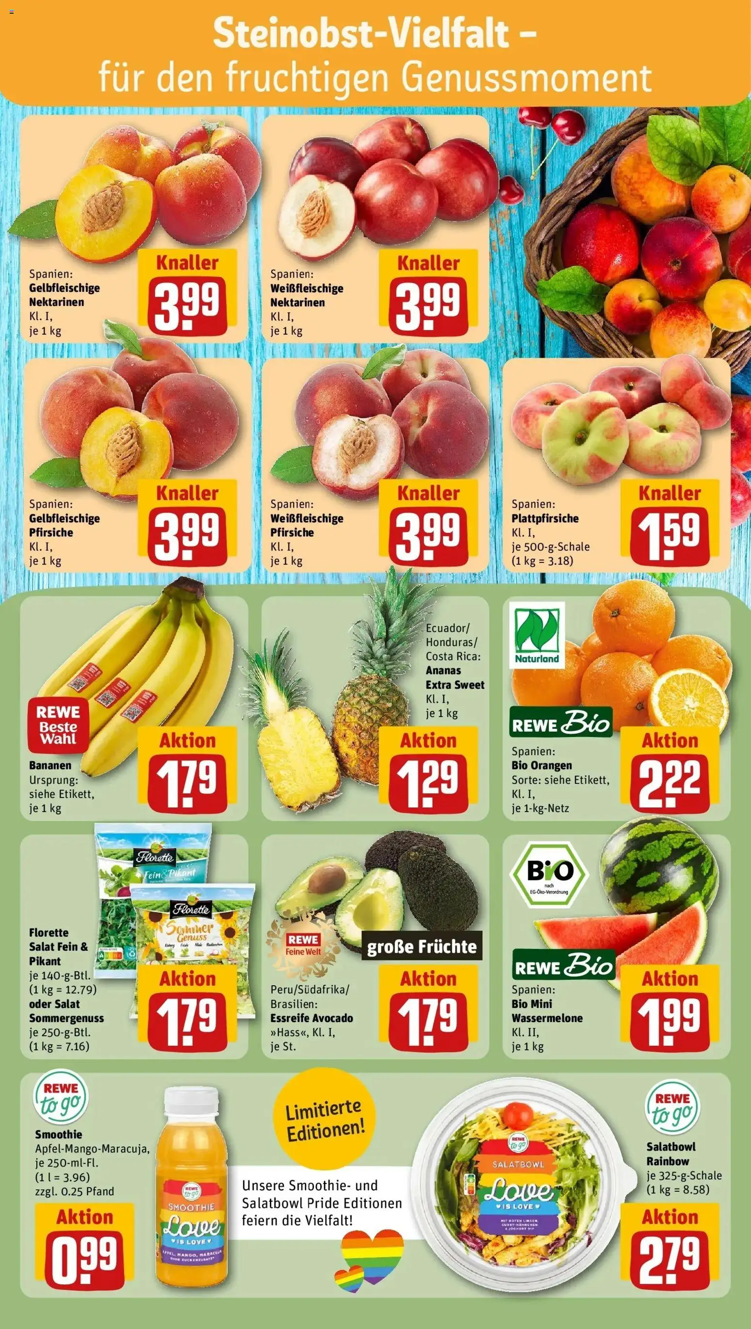 Rewe Prospekt Hamburg/Finkenwerder – gültig ab 08.06.2026 | Seite: 6 | Produkte: Nektarinen, Ananas, Wassermelone, Salat