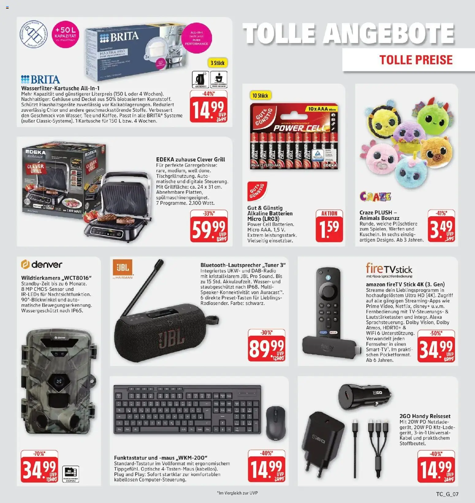 Edeka Prospekt Eislingen (ab 14.09.2026) » Angebote Online | Seite: 39 | Produkte: Kabel, Grill, Wasser, Fernseher