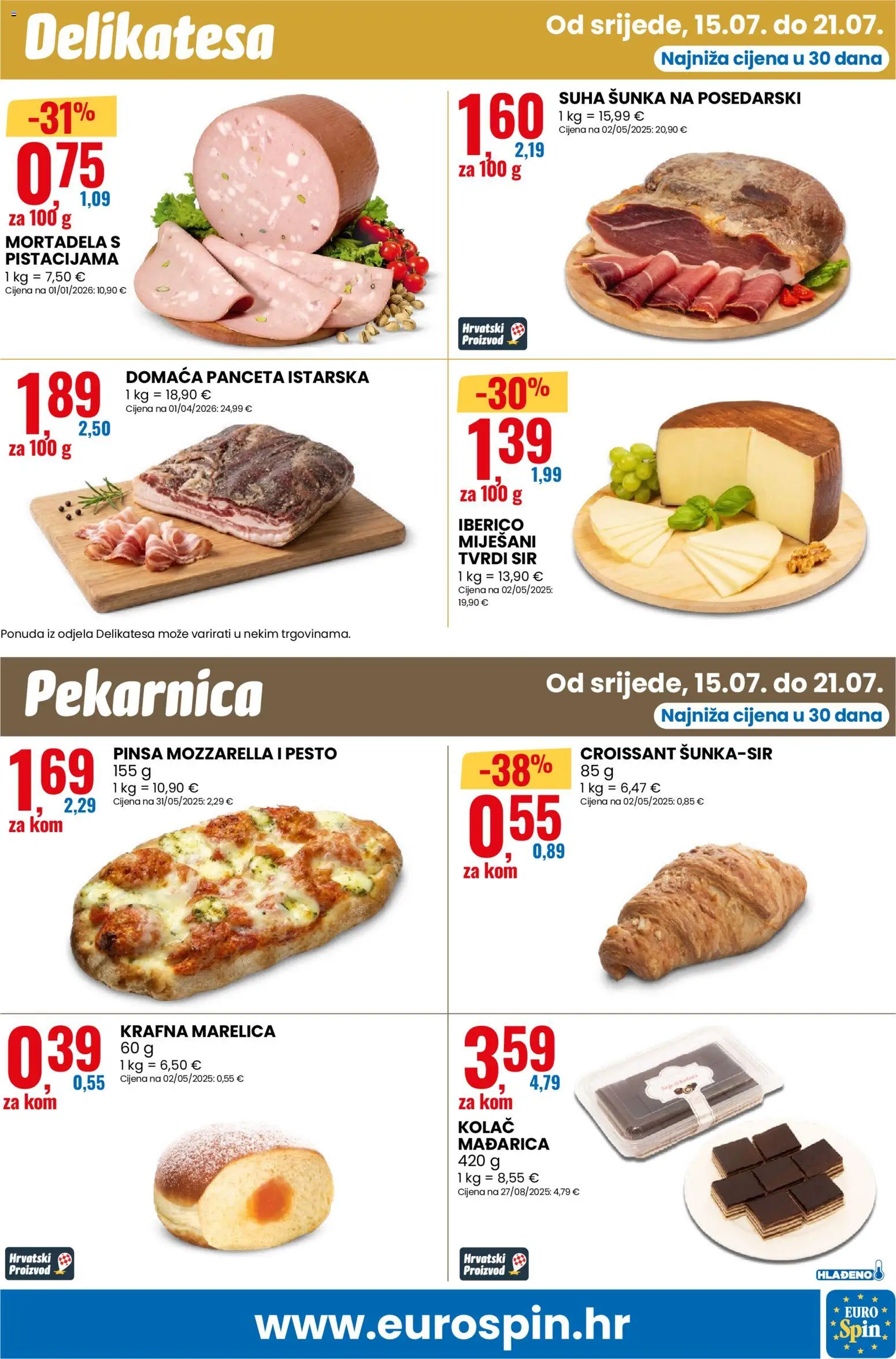 Eurospin katalog | vrijedi od 15.07.2026 | Stranica: 7 | Proizvodi: Mozzarella, Sir, Pesto, Panceta