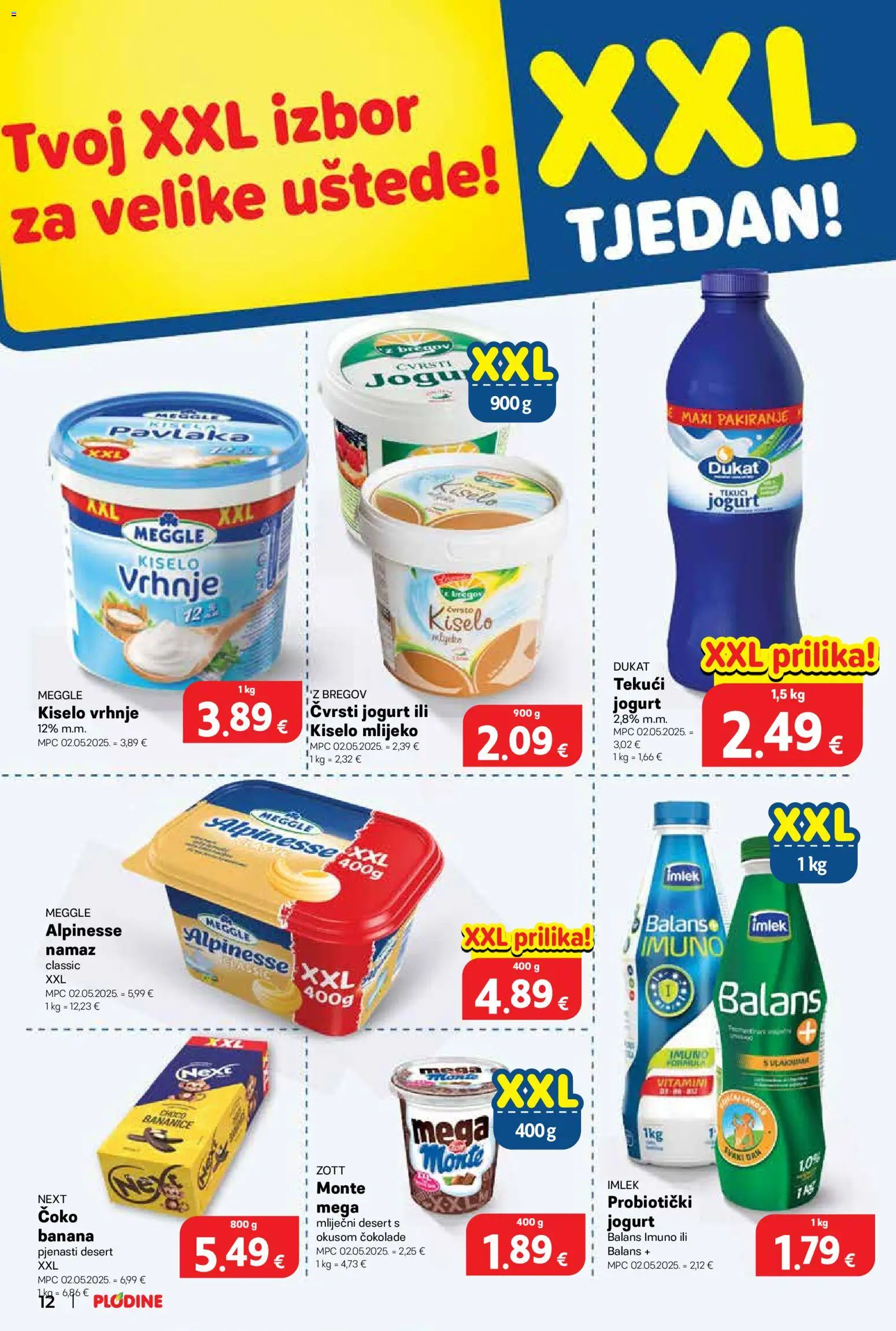 Plodine katalog | vrijedi od 02.09.2026 | Stranica: 12 | Proizvodi: Tekuci jogurt, Mlijeko, Desert, Namaz