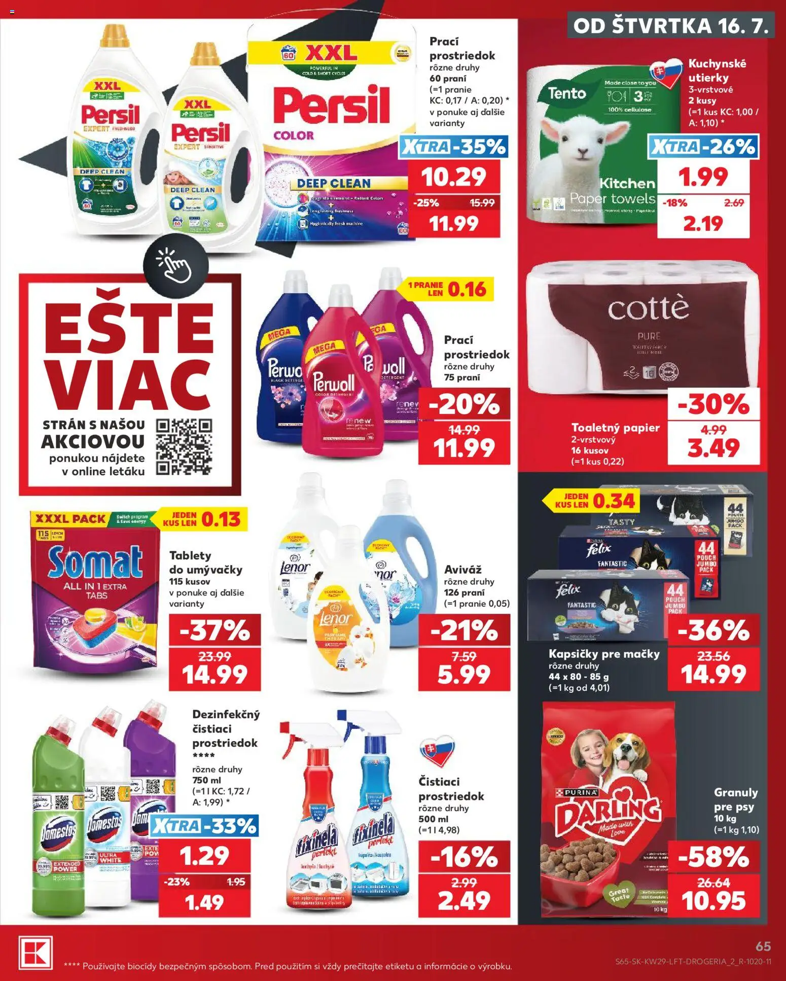 Kaufland SK akciós ujság - amely érvényes a következő dátumtól: 2026.07.16. | Oldal: 65 | Termékek: Persil, Perwoll, Somat, Lenor