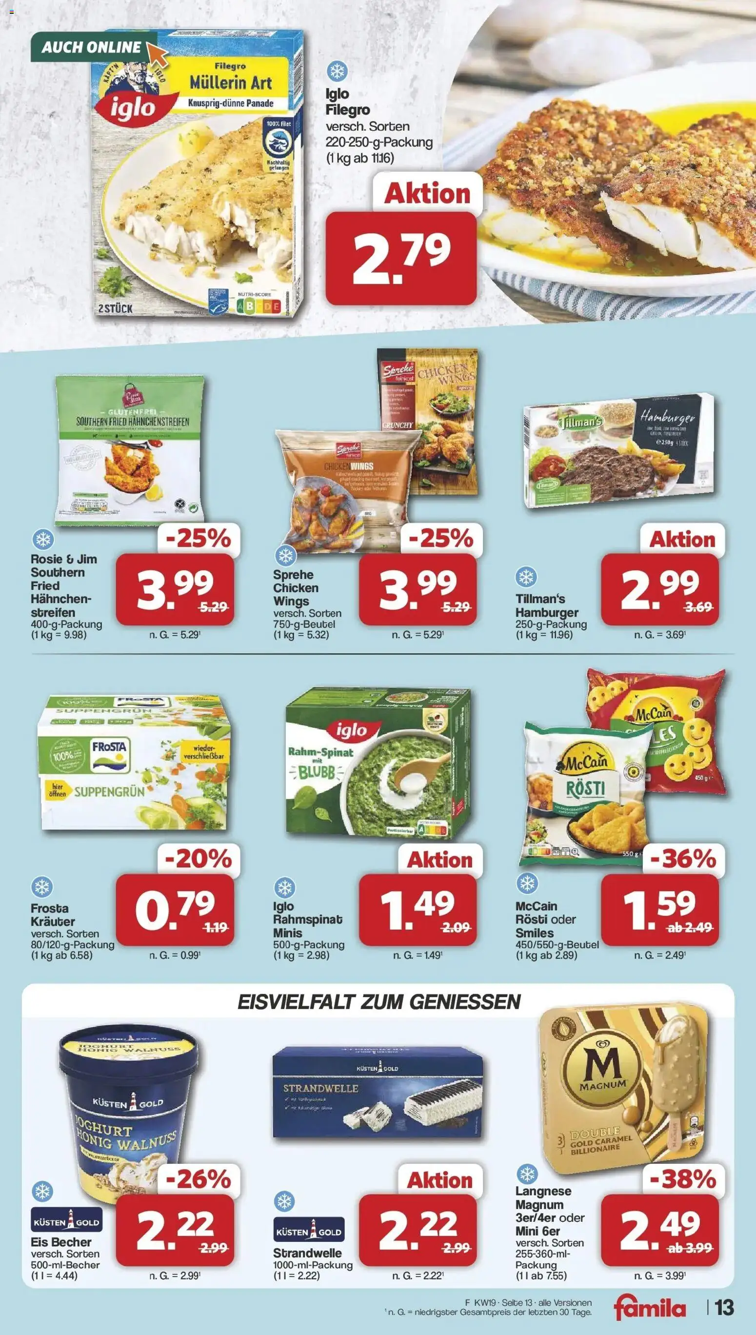 Famila Nordwest - Famila: Wochenangebote – gültig ab 03.05.2026 | Seite: 13 | Produkte: Hahnchen, Iglo, McCain, Frosta