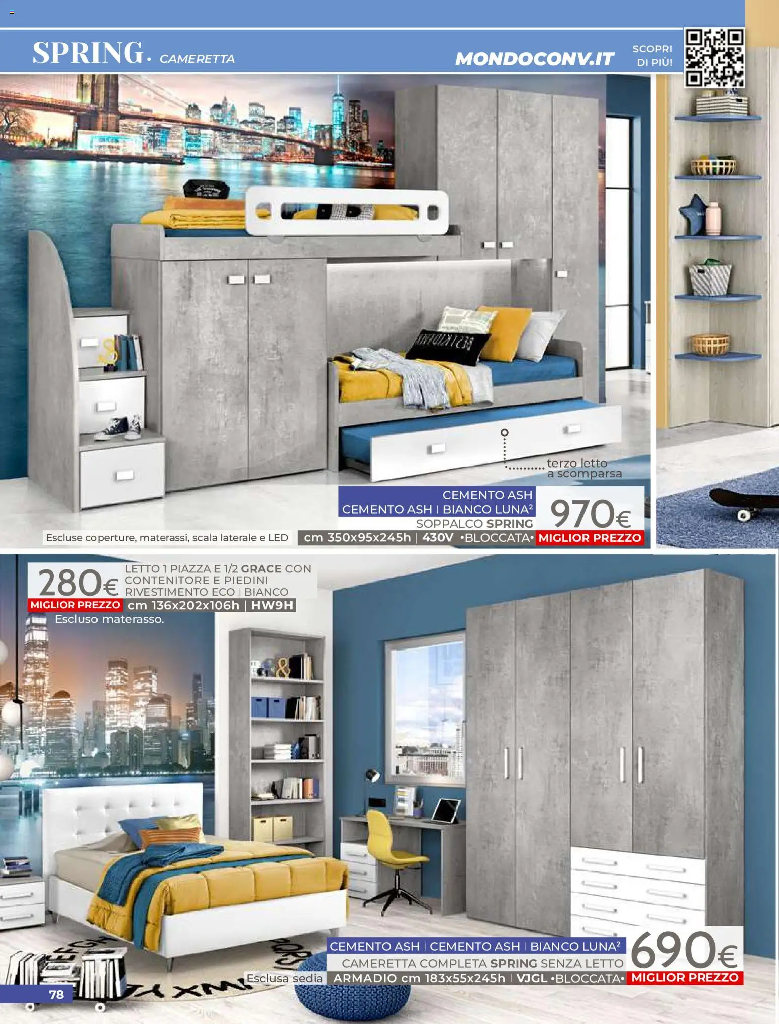 Volantino Mondo Convenienza del 01/07/2026 | Pagina: 80 | Prodotti: Scala, Contenitore, Letto, Sedia