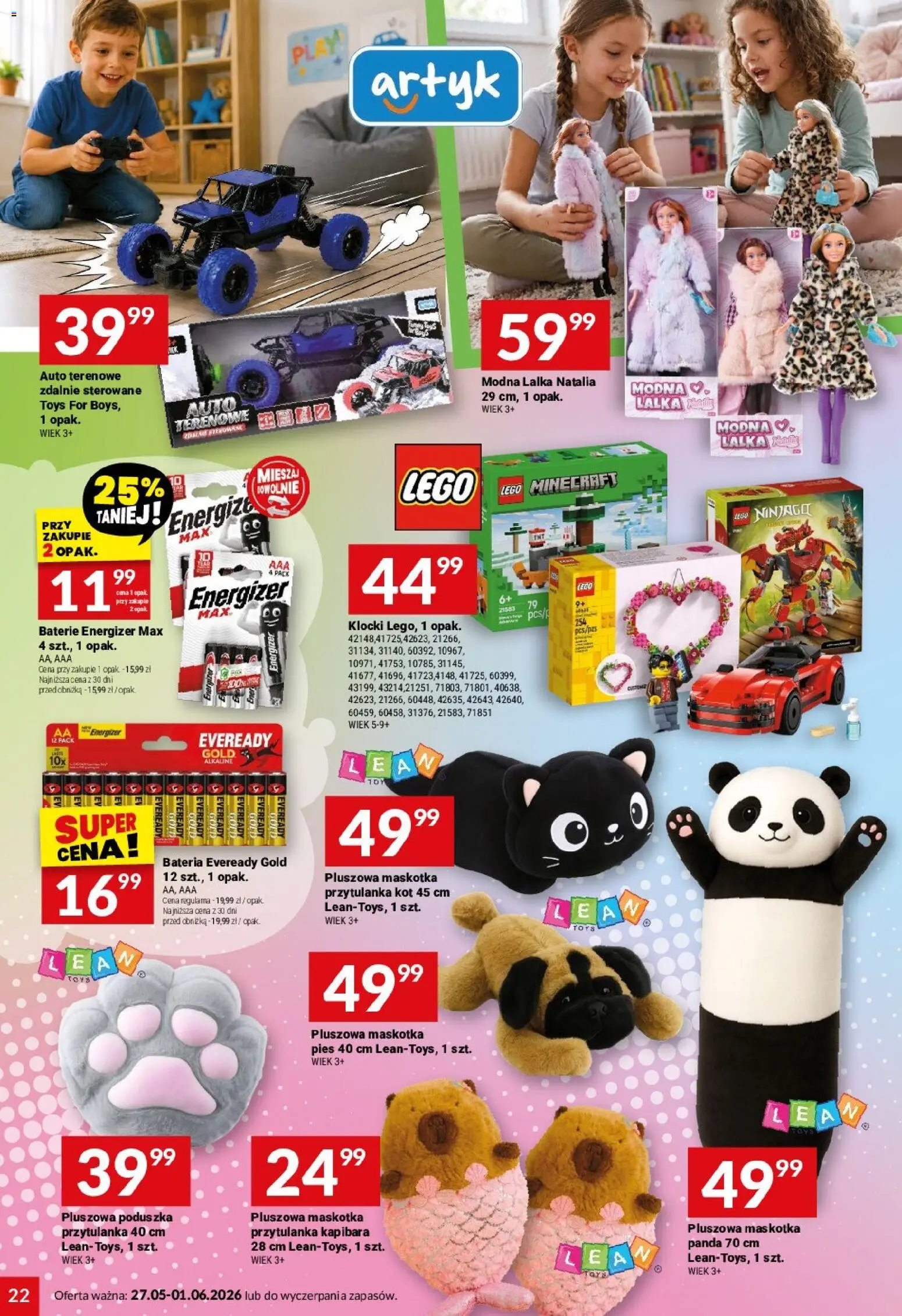 Twój Market gazetka od 27.05.2026 | Strona: 22 | Produkty: Baterie, Lalka, Poduszka, Lego