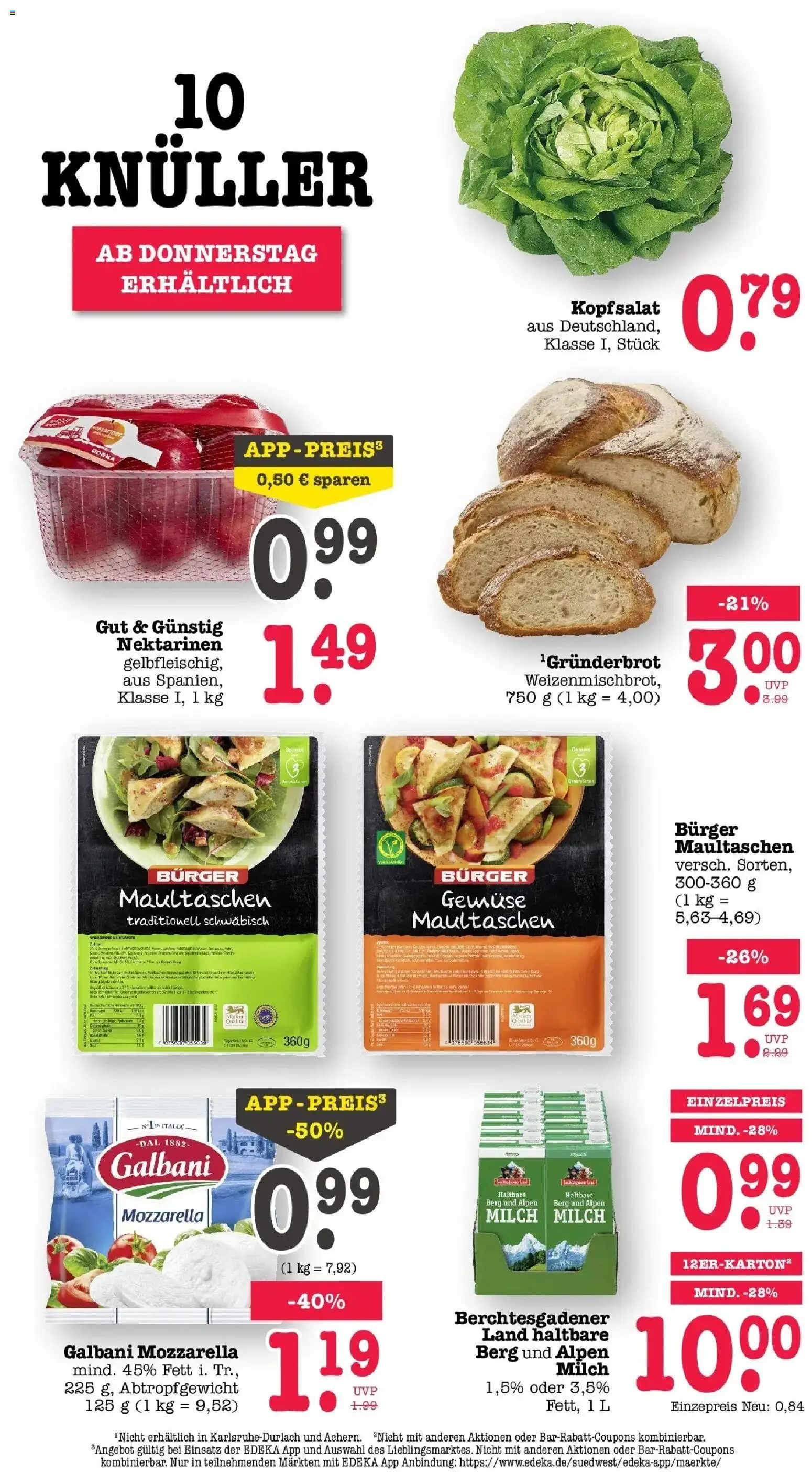 Edeka prospekt Bühlertal – gültig ab 13.07.2026 | Seite: 81 | Produkte: Milch, Mozzarella, Burger, Maultaschen