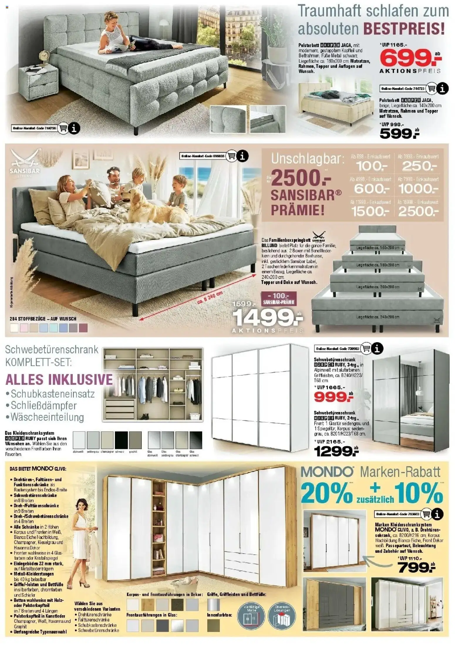 Ostermann - Möbel Ostermann: Neue Möbel wirken Wunder. (ab 08.08.2026) zum Blättern | Seite: 9 | Produkte: Havanna, Schwebetürenschrank, Polsterbett, Tür