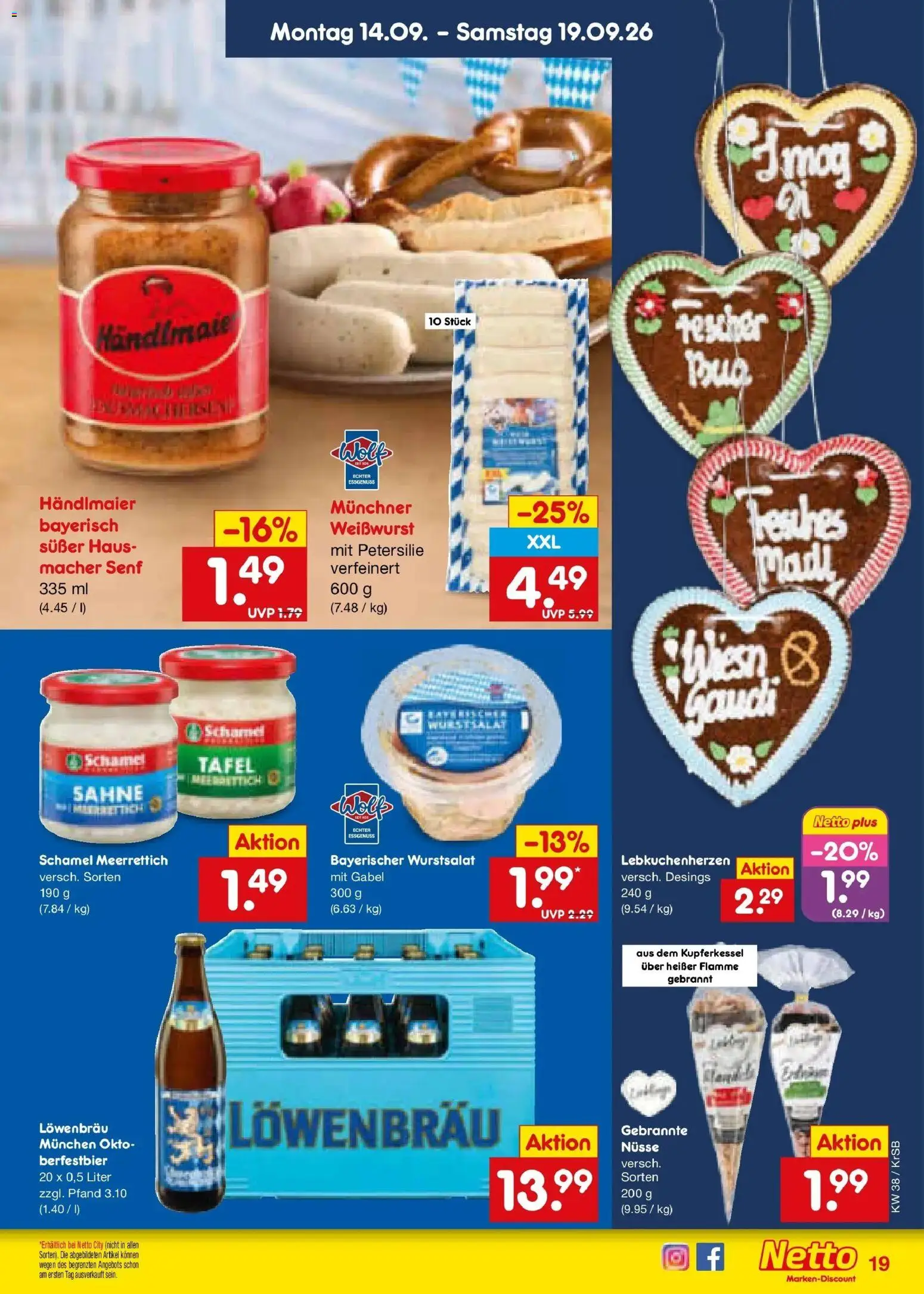 Netto Marken-Discount Prospekt Baesweiler – gültig ab 14.09.2026 | Seite: 29 | Produkte: Weißwurst, Petersilie, Nüsse, Sahne