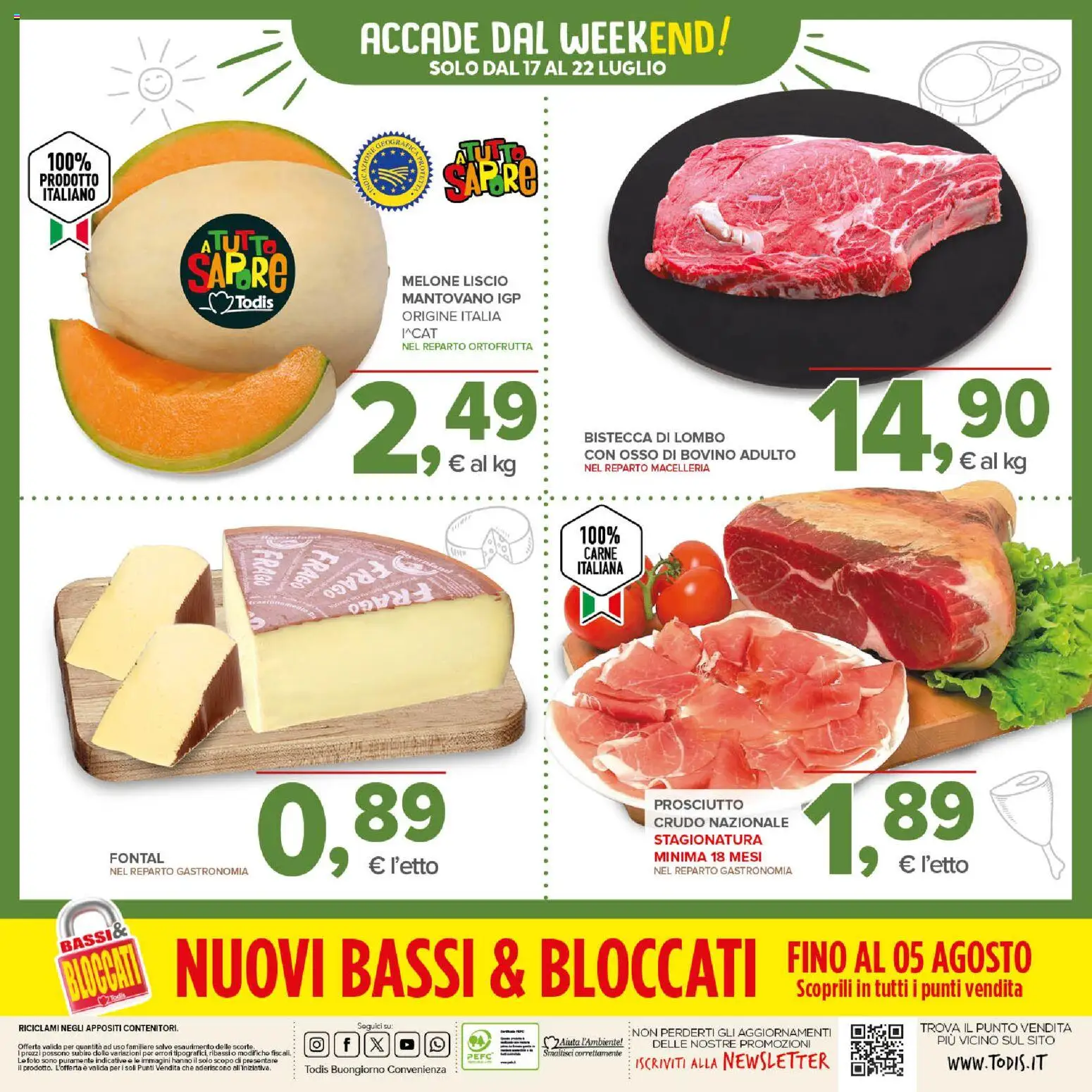 Volantino Todis del 09/07/2026 | Pagina: 20 | Prodotti: Bovino, Prosciutto Crudo, Prosciutto, Melone