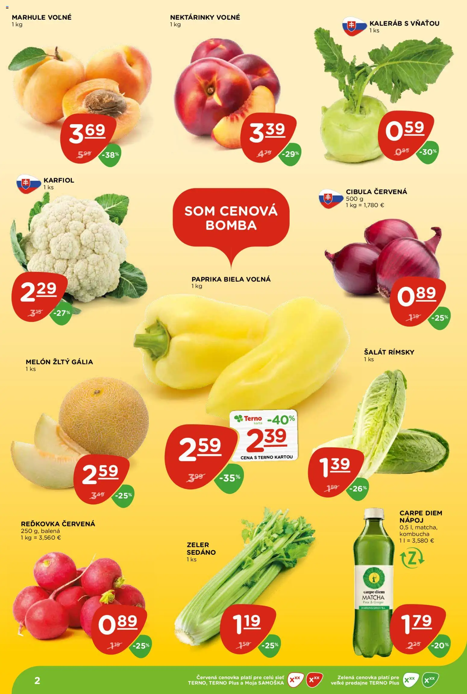 Nové Terno akcie – leták je platný od 11.06.2026 | Strana: 2 | Produkty: Paprika, Šalát, Cibuľa, Melón