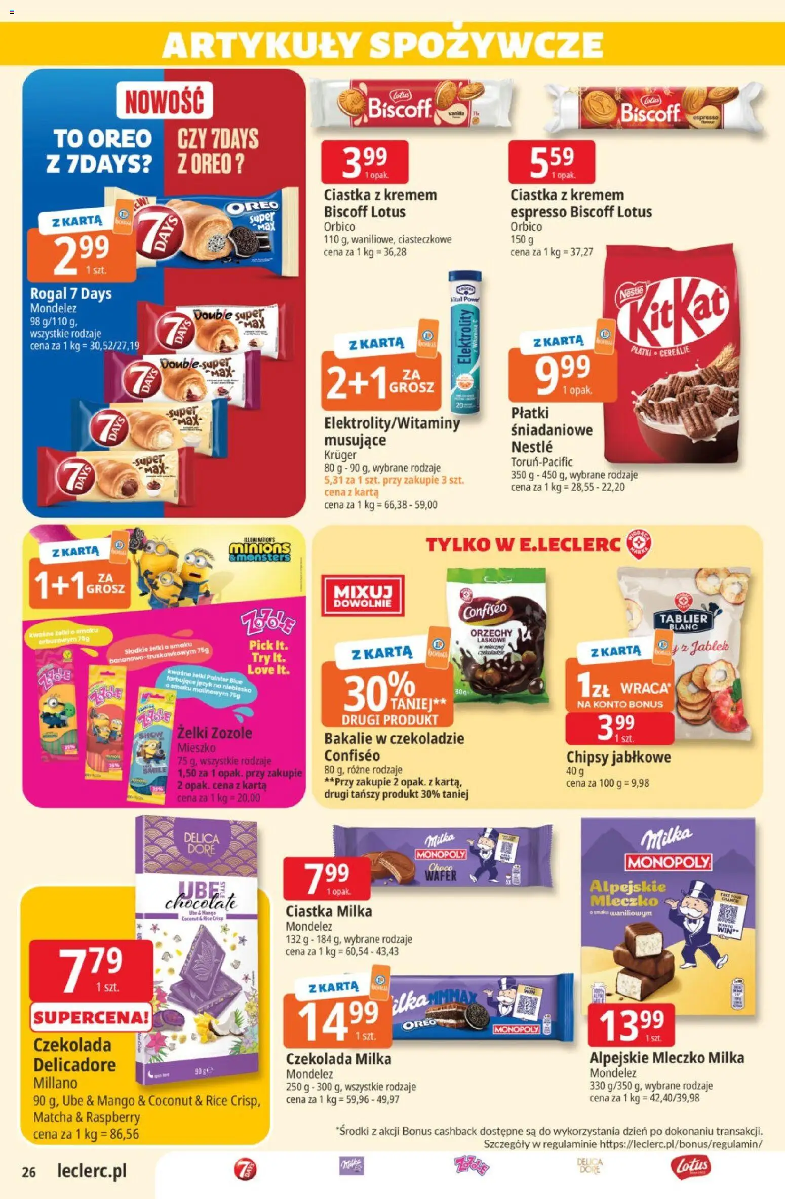 E.Leclerc gazetka od 30.06.2026 | Strona: 26 | Produkty: Oreo, Bakalie, Ciastka, Orzechy