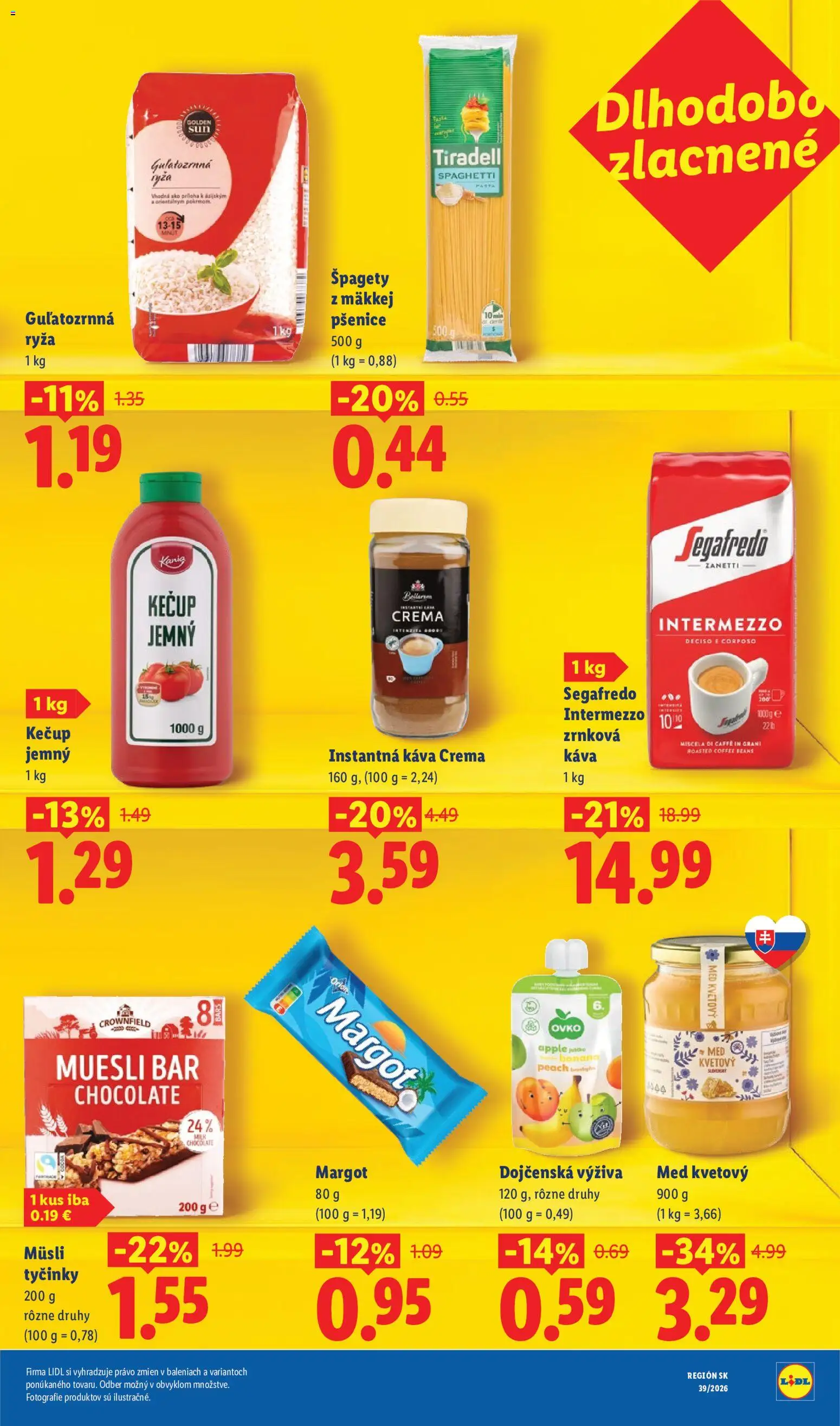 Nové Lidl akcie – leták je platný od 21.09.2026 | Strana: 7 | Produkty: Ryža, Instantná káva, Med, Špagety