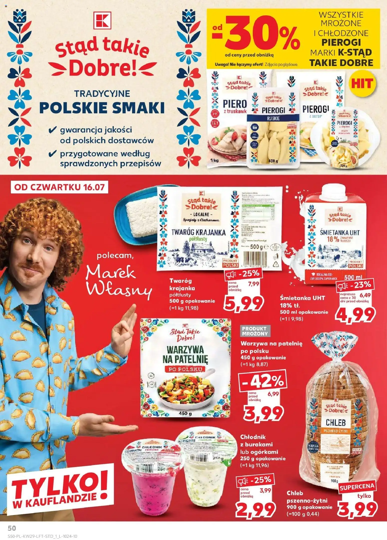 Kaufland gazetka od 16.07.2026 | Strona: 50 | Produkty: Serem, Chleb pszenno-żytni, Patelnie, Pierogi z serem