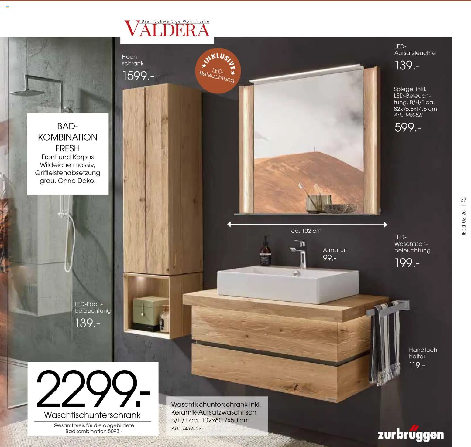 Zurbrüggen Bad Design Trends – gültig ab 23.03.2026 | Seite: 27 | Produkte: Schrank, Spiegel, Armatur, Waschtisch