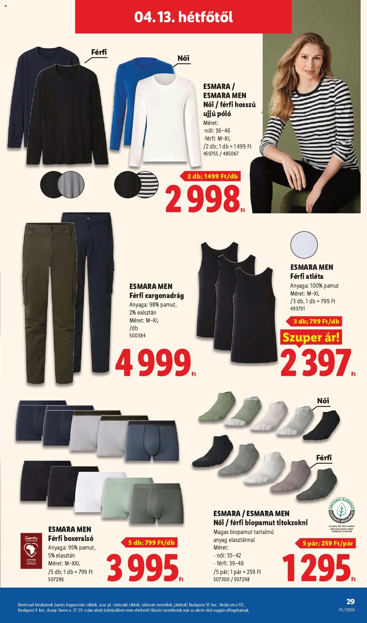Lidl akciós ujság - amely érvényes a következő dátumtól: 09.04.2026 | Oldal: 29 | Termékek: Atléta, Boxeralsó, Titokzokni, Játékok
