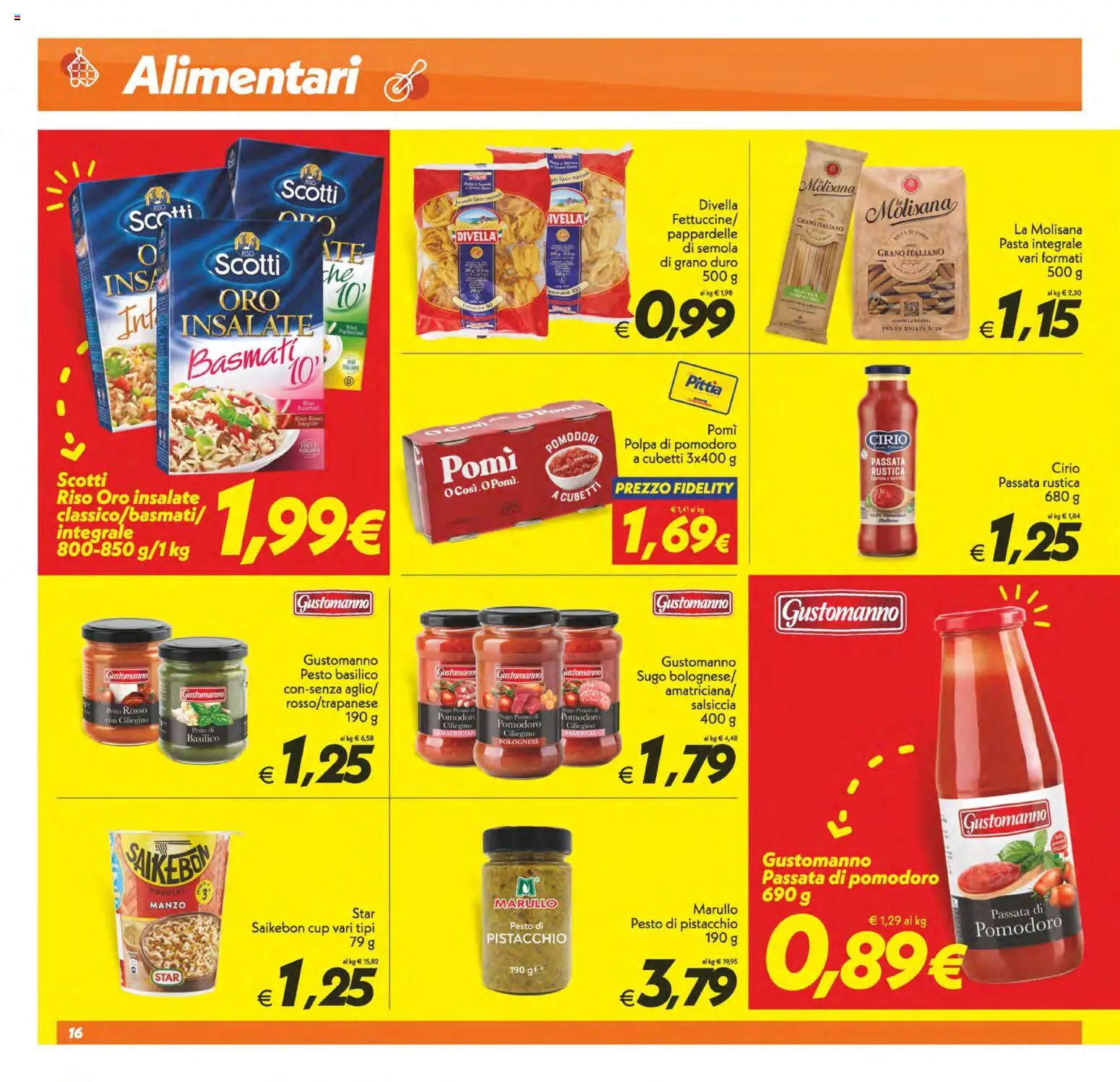 Volantino SuperConveniente del 11/08/2026 | Pagina: 16 | Prodotti: Riso, Divella, Pomodori, Sugo