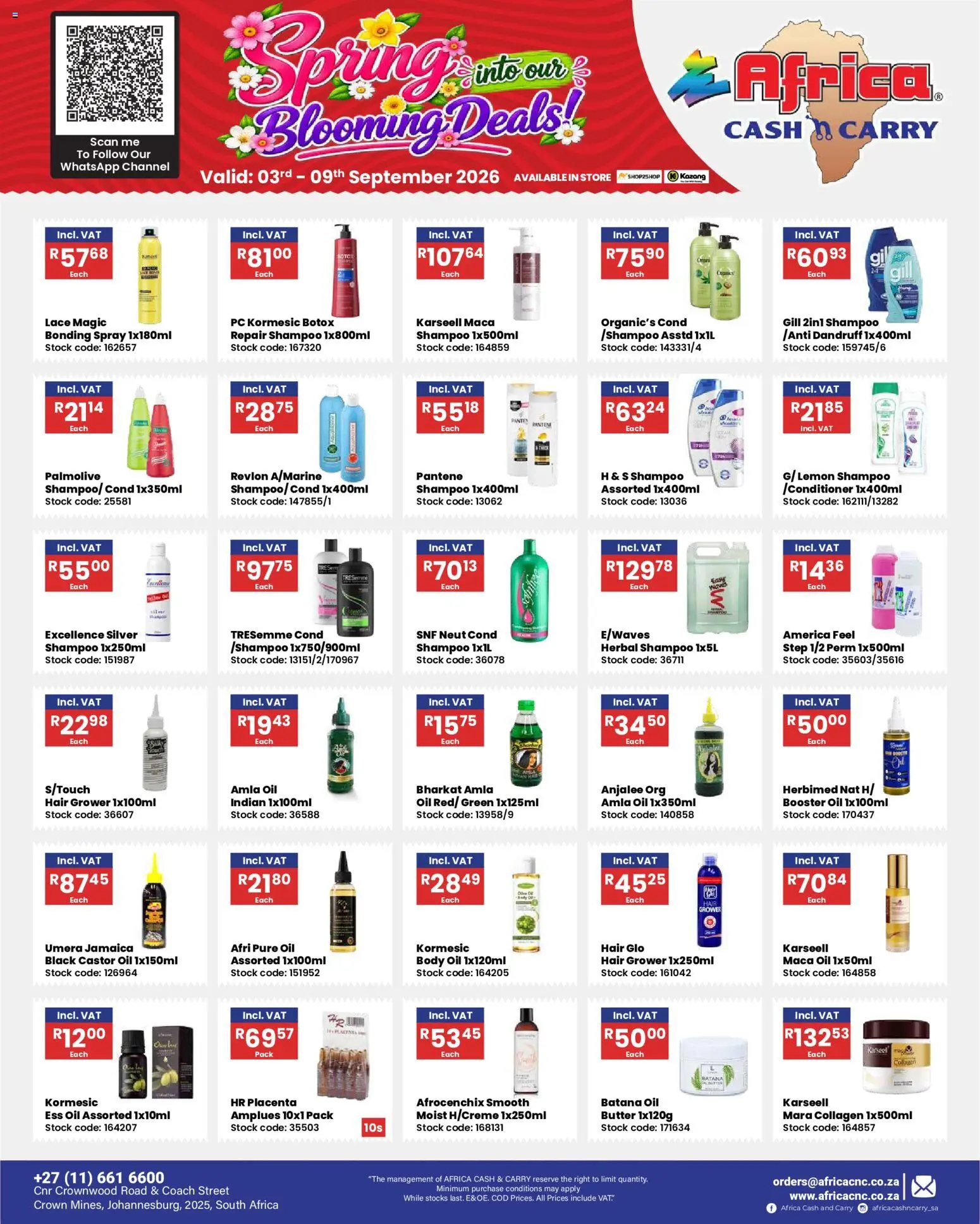 New Africa Cash & Carry catalogue – valid from 03/09/2026 | Page: 2 | Products: PC, Oil, Shampoo, Stock