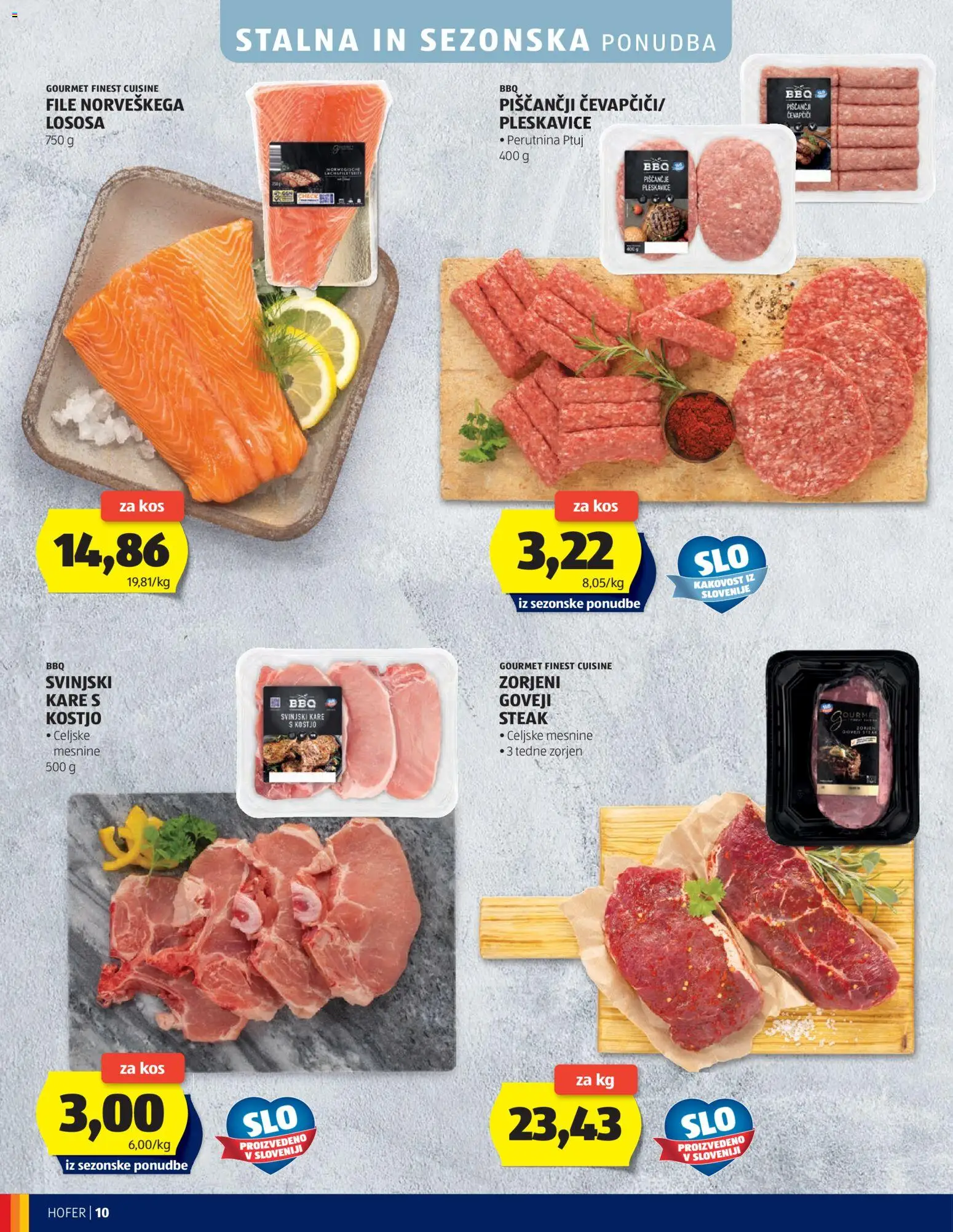 Hofer SI katalog | vrijedi od 26.08.2026 | Stranica: 10 | Proizvodi: File, Svinjski kare, Perutnina Ptuj, Ćevapčići