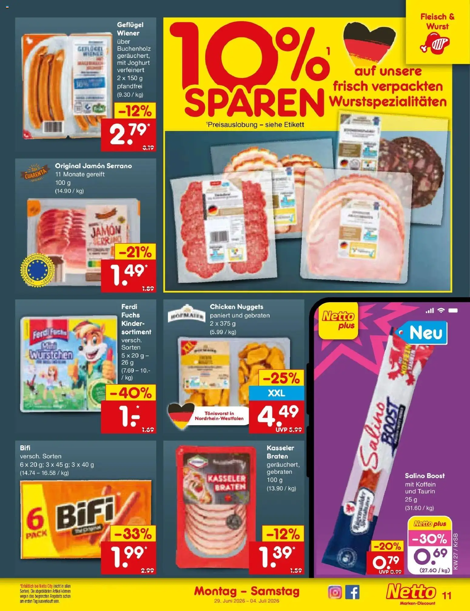 Netto Marken-Discount Prospekt Jüchen – gültig ab 29.06.2026 | Seite: 15 | Produkte: Joghurt, Bifi, Wurst, Fleisch