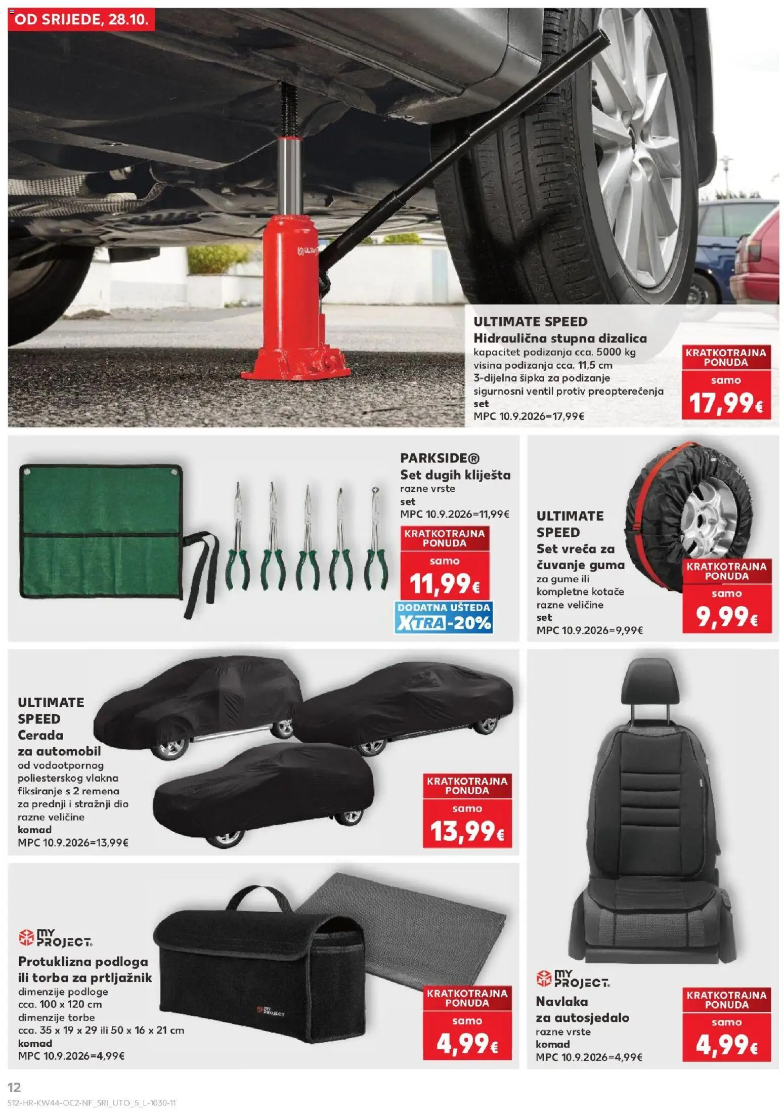 Kaufland katalog | vrijedi od 28.10.2026 | Stranica: 12 | Proizvodi: Podloga, Ventil, Kliješta, Torba