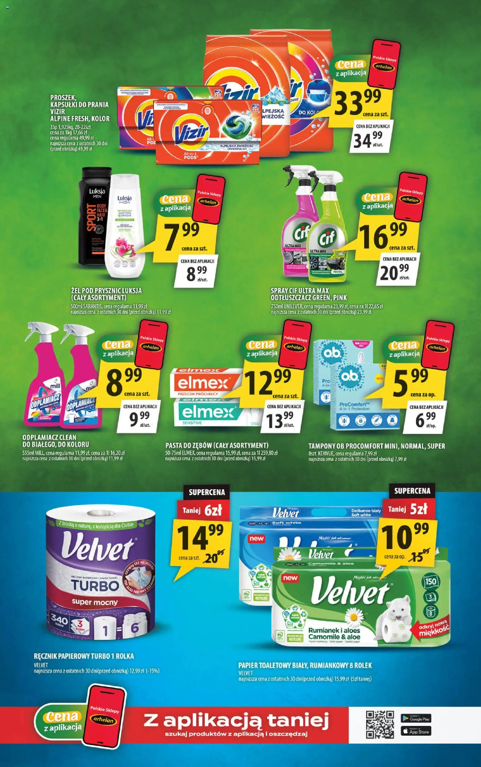Arhelan gazetka od 19.06.2026 | Strona: 17 | Produkty: Kapsułki do prania Vizir, Papier toaletowy, Aloes, Prysznic