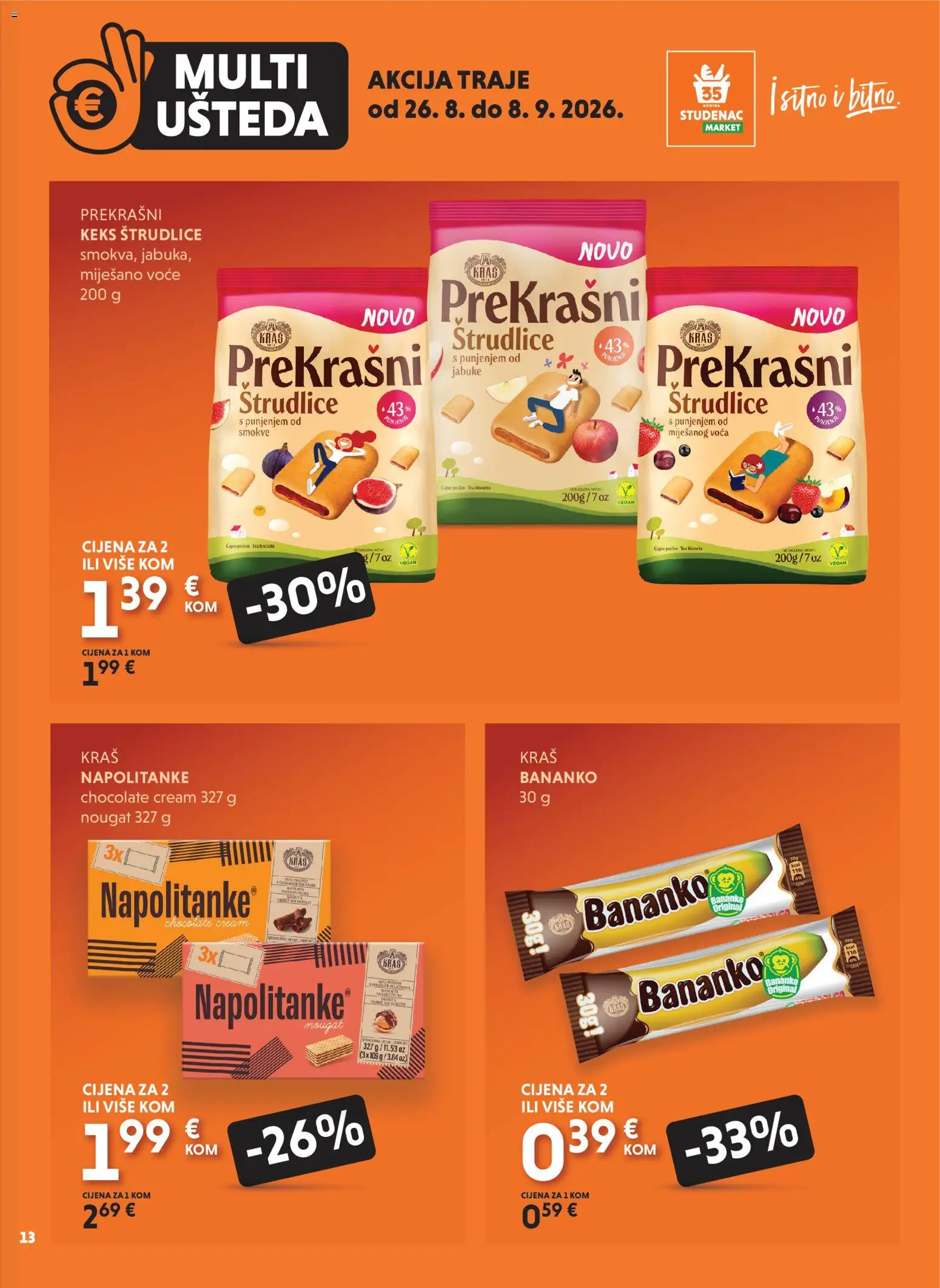 Studenac katalog | vrijedi od 26.08.2026 | Stranica: 13 | Proizvodi: Smokve, Jabuke, Voće, Prekrašni