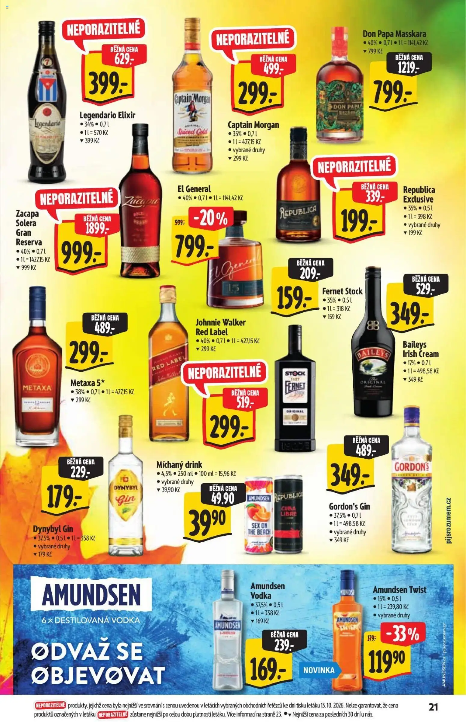 Albert leták - Hypermarket - Nabídka ve značkové kvalitě od 21.10.2026 | Strana: 21 | Produkty: Gordon's Gin, Whisky, Fernet, Captain Morgan