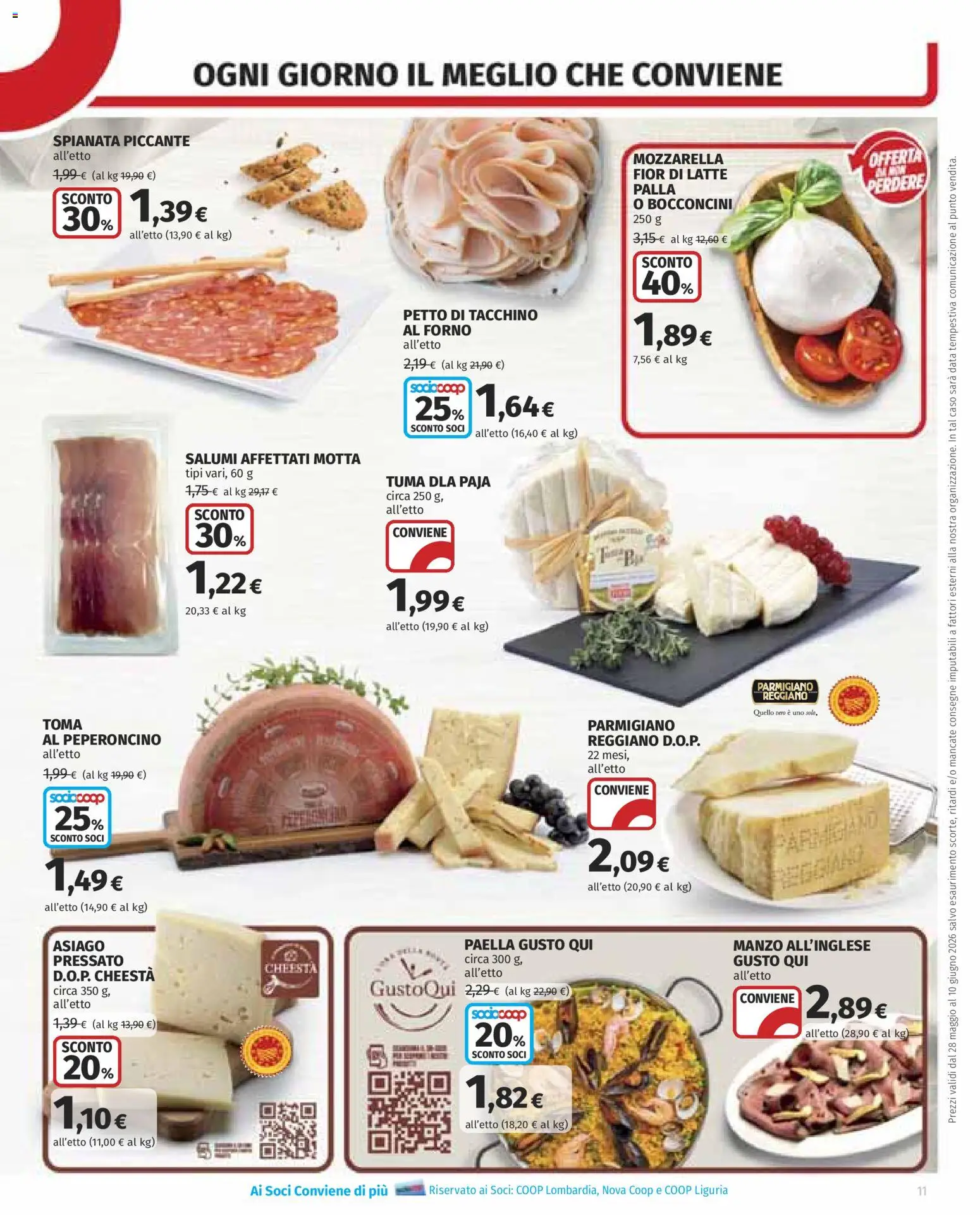 Volantino COOP del 28.05.2026 | Pagina: 11 | Prodotti: Tacchino, Data, Forno, Parmigiano reggiano