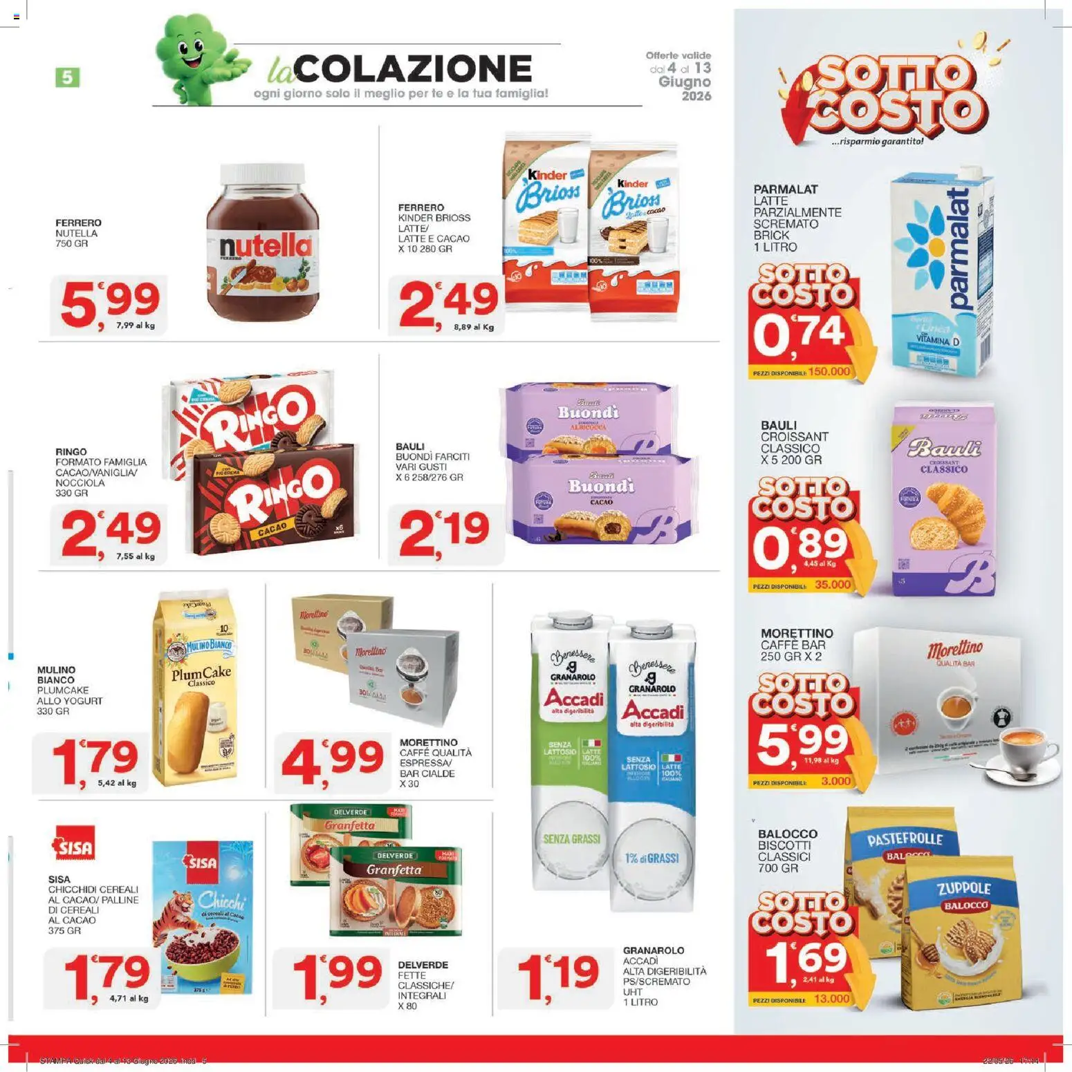 Volantino SISA del 04.06.2026 | Pagina: 5 | Prodotti: Yogurt, Biscotti, Latte, Nutella