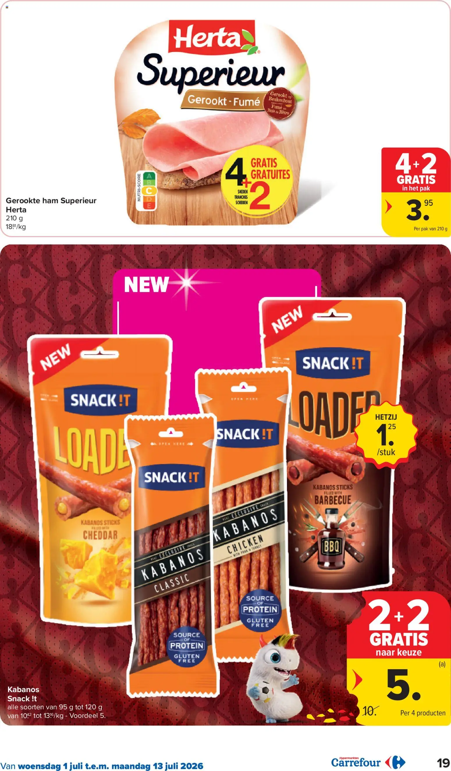 {H1} | Pagina: 19 | Producten: Ham, Paradicsompüré, Cheddar, Snacks