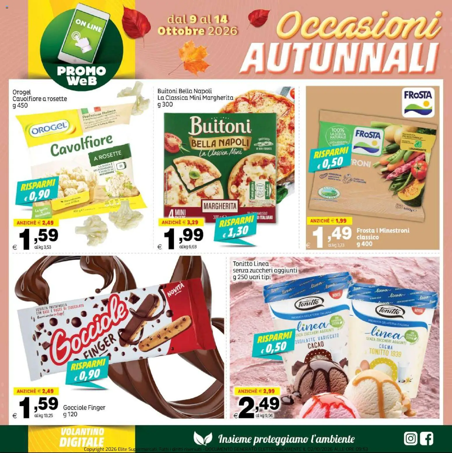 Volantino Elite Supermercati del 09/10/2026 | Pagina: 4 | Prodotti: Cioccolato, Pizza, Cavolfiore, Cacao