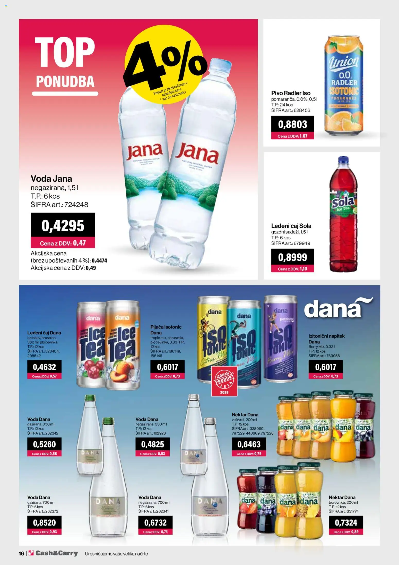 Novi Mercator katalog ponudbe – veljaven od 01.06.2026 | Stran: 16 | Izdelki: Ledeni čaj, Radler, Pivo, Voda