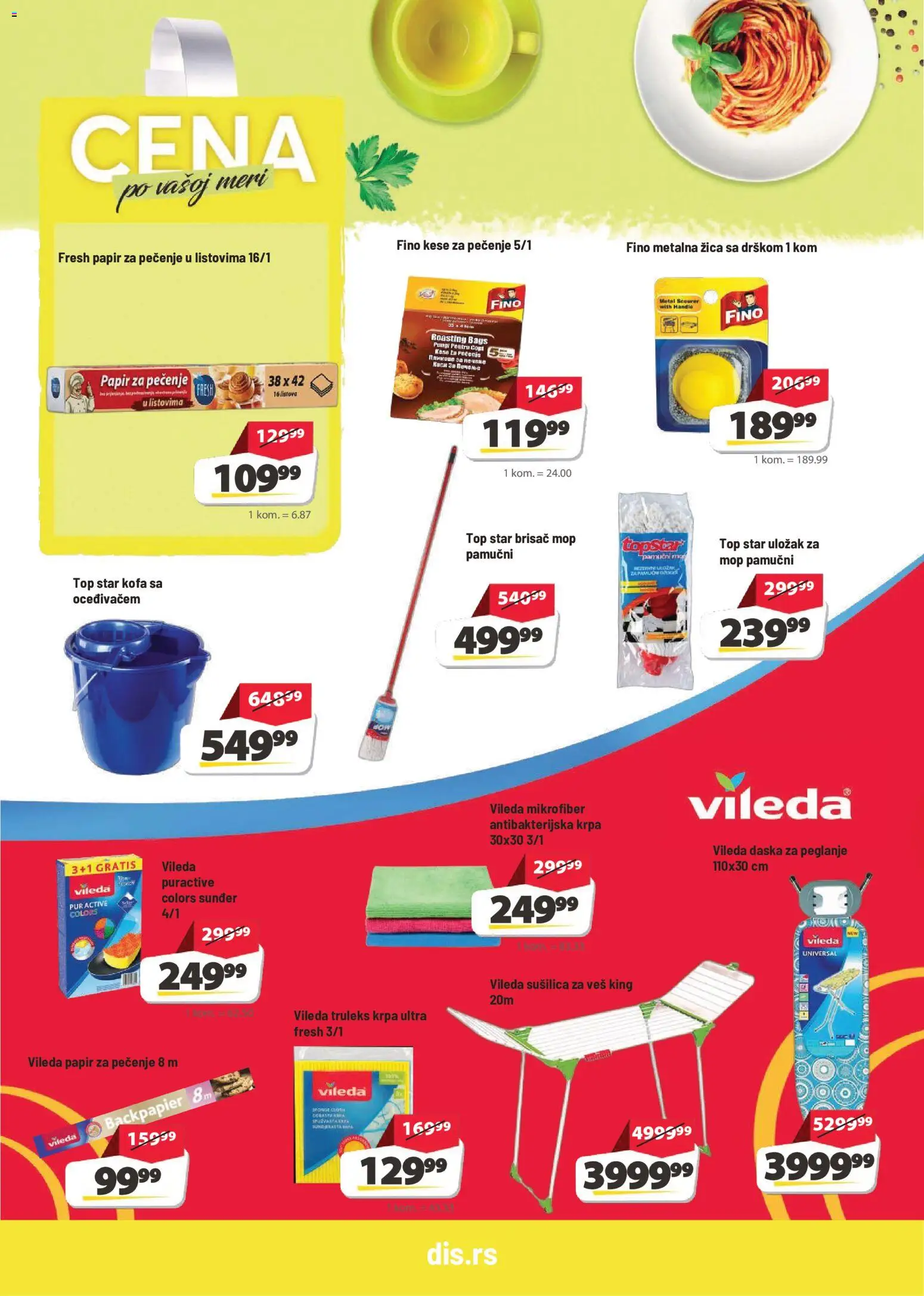 Super DIS katalog - važi od 29.10.2026 | Strana: 20 | Proizvode: Kaša, Papir za pečenje, Daska za peglanje, Vileda
