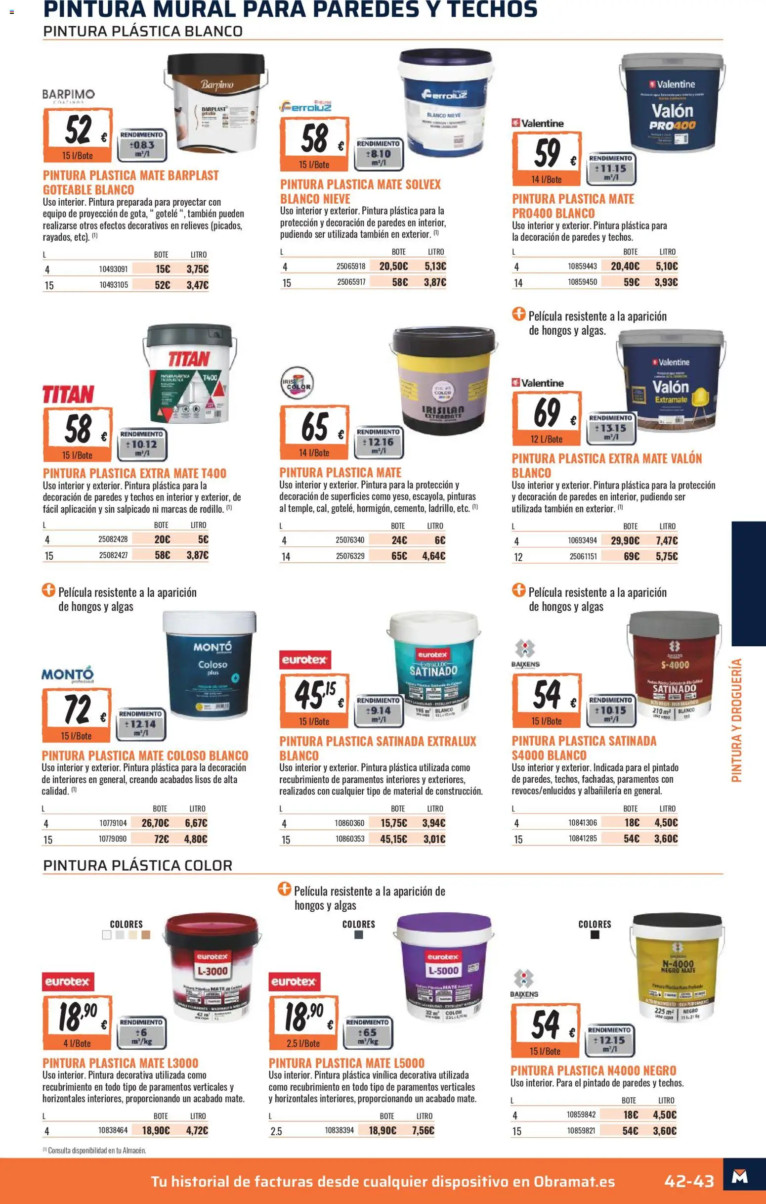 Obramat - Reformas Otono Imprenta Almacenes 10 Valladolid 2026 │ válido desde el 09/10/2026 | Página: 43 | Productos: Pintura plástica, Decoración