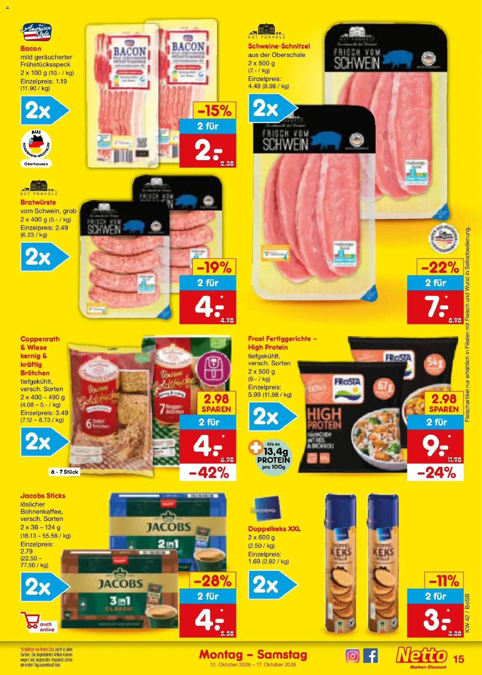 Netto Marken-Discount Prospekt Bochum (ab 12.10.2026) » Angebote | Seite: 17 | Produkte: Frosta, Fertiggerichte, Wurst, Fleisch