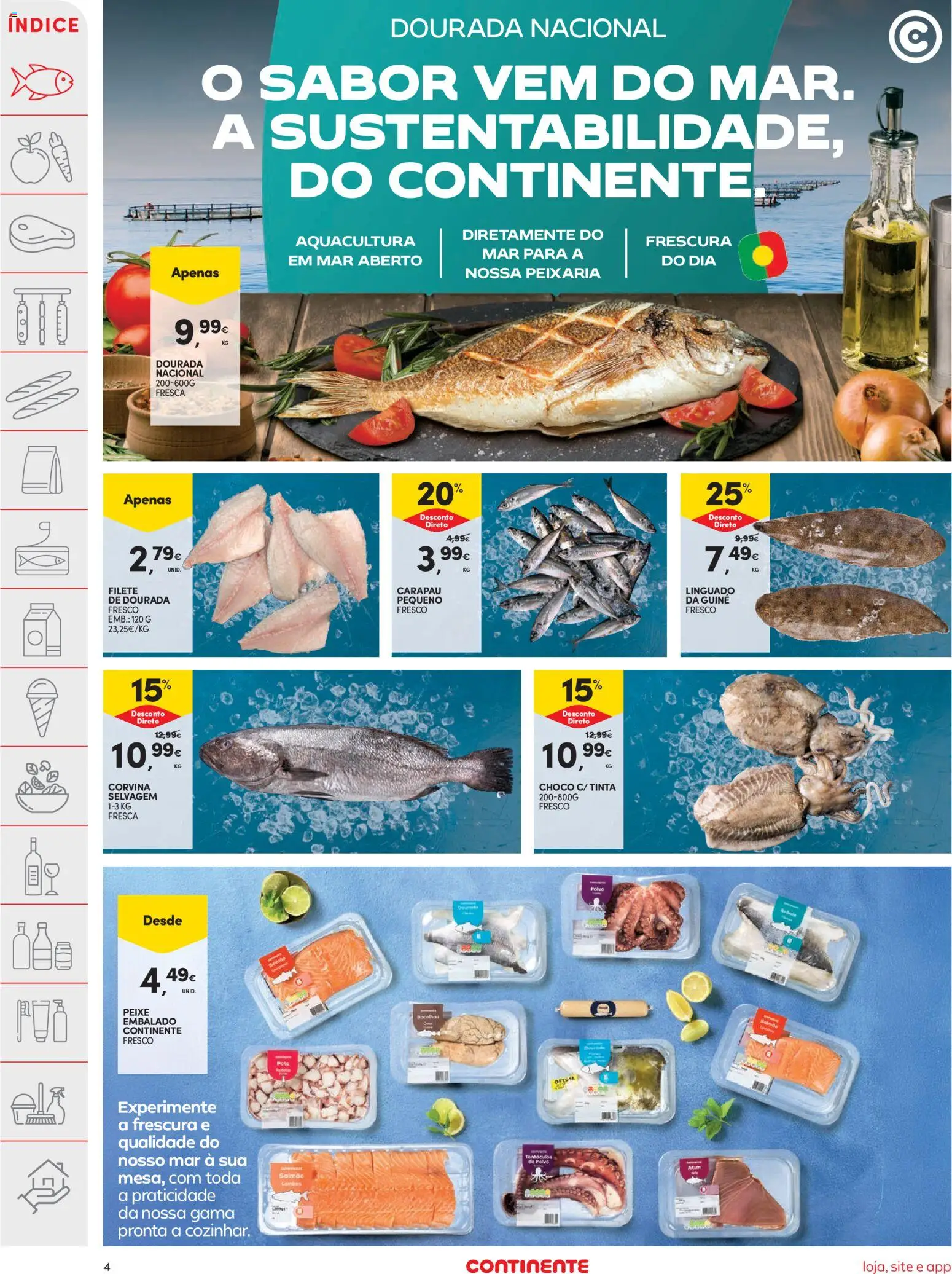 Continente folheto │ válido de 26.05.2026 | Página: 4 | Produtos: Dourada, Salmão, Linguado, Peixe