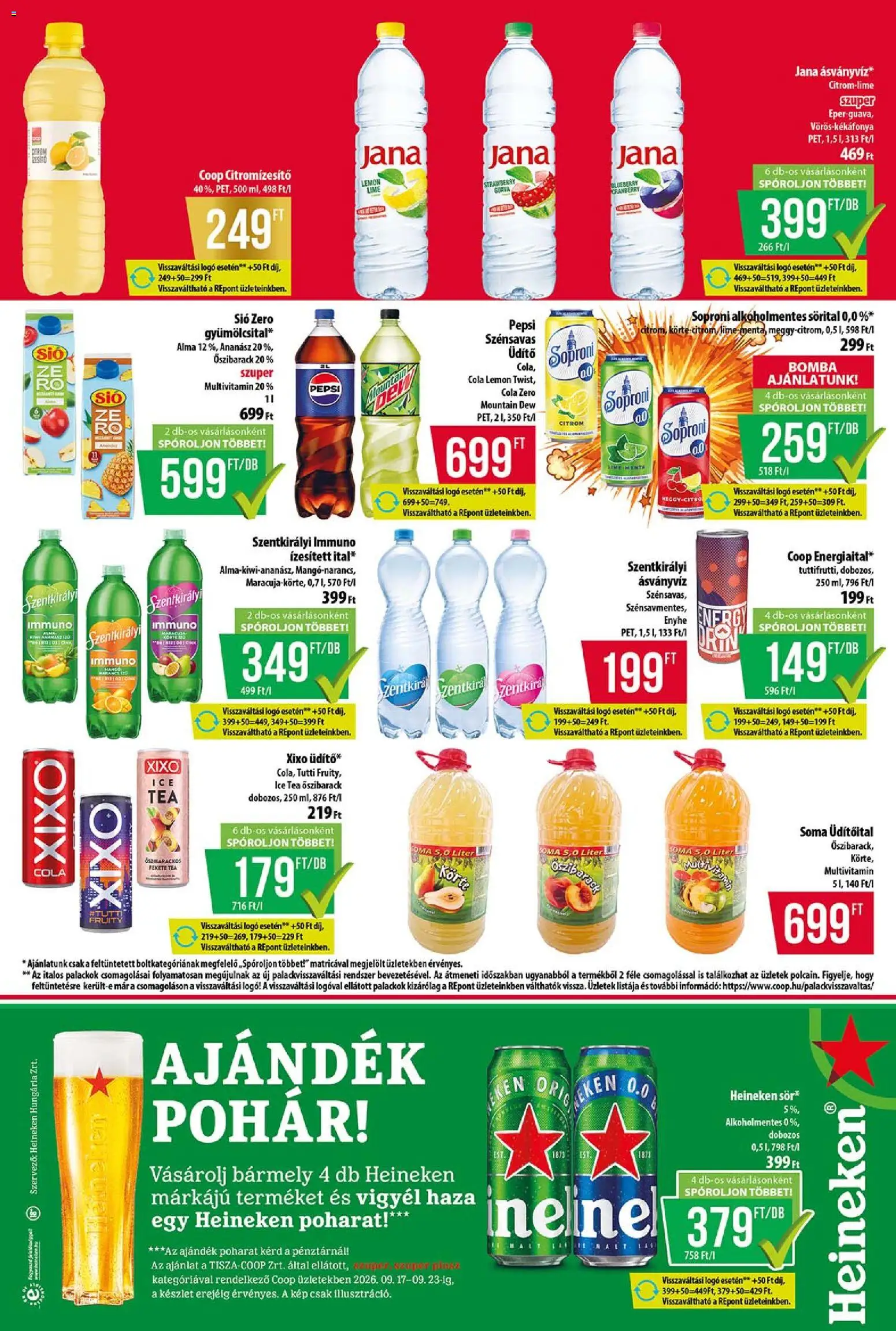 COOP akciós ujság - amely érvényes a következő dátumtól: 2026.09.17. | Oldal: 9 | Termékek: Heineken, Fekete tea, Alma, Eper