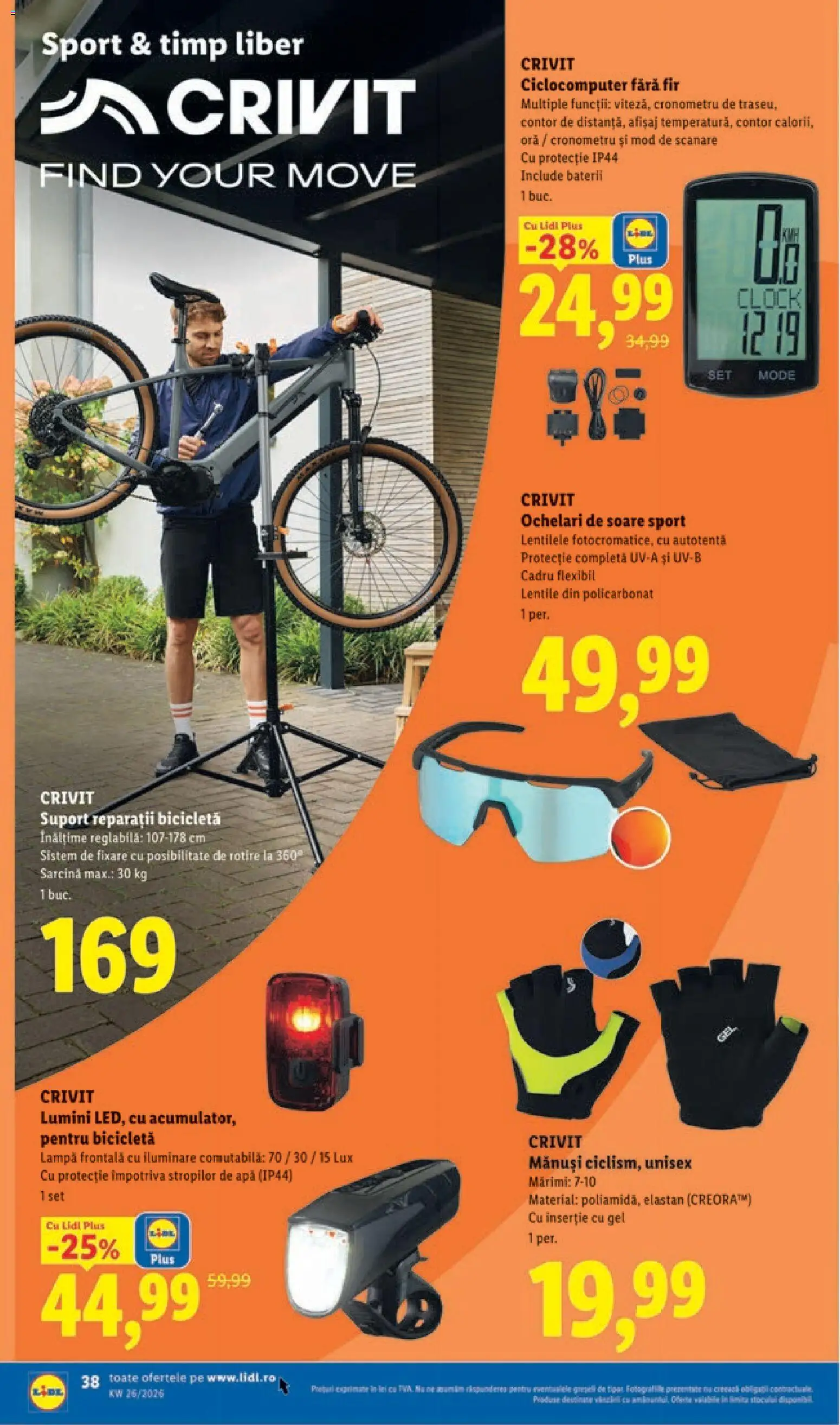 Noul catalog Lidl – valabil de la 22.06.2026 | Pagină: 38 | Produse: Mănuși, Ochelari, Ochelari de soare, Lampă