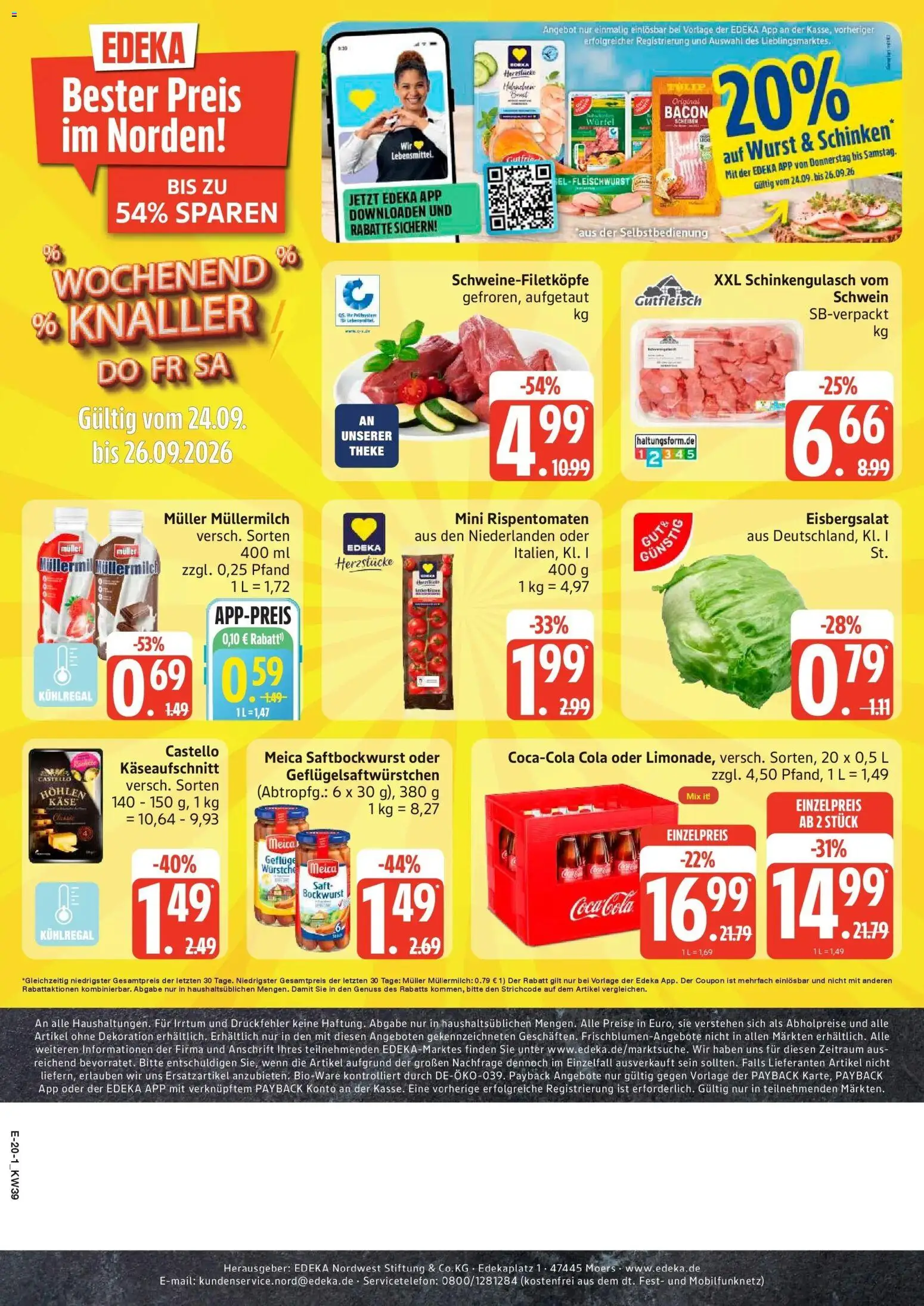 Edeka Prospekt Husum (ab 21.09.2026) » Angebote Online | Seite: 28 | Produkte: Bockwurst, Meica, Müllermilch, Saft