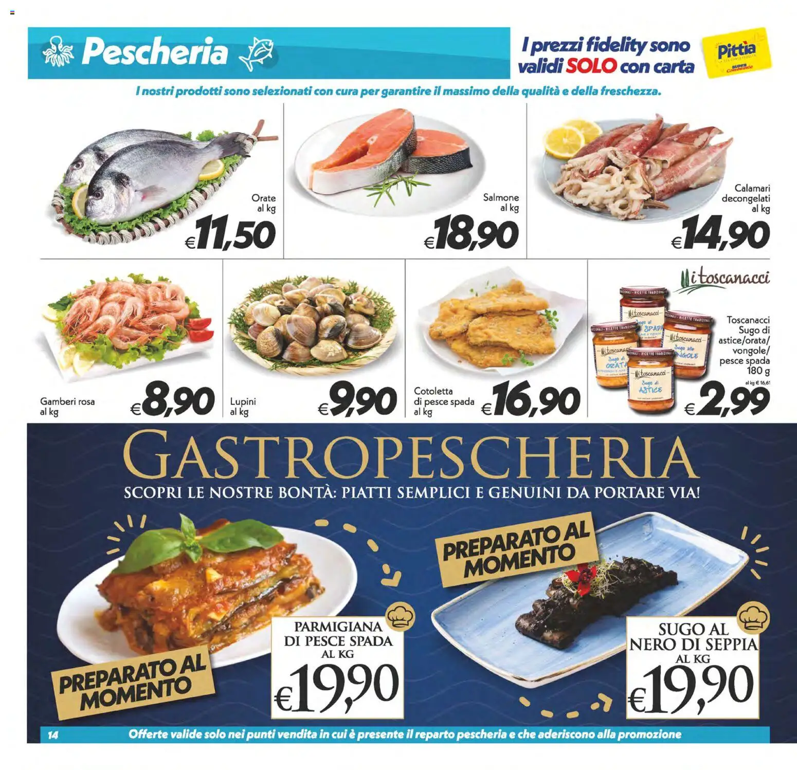 Volantino SuperConveniente del 02/10/2026 | Pagina: 14 | Prodotti: Pesce, Calamari, Astice, Pesce spada