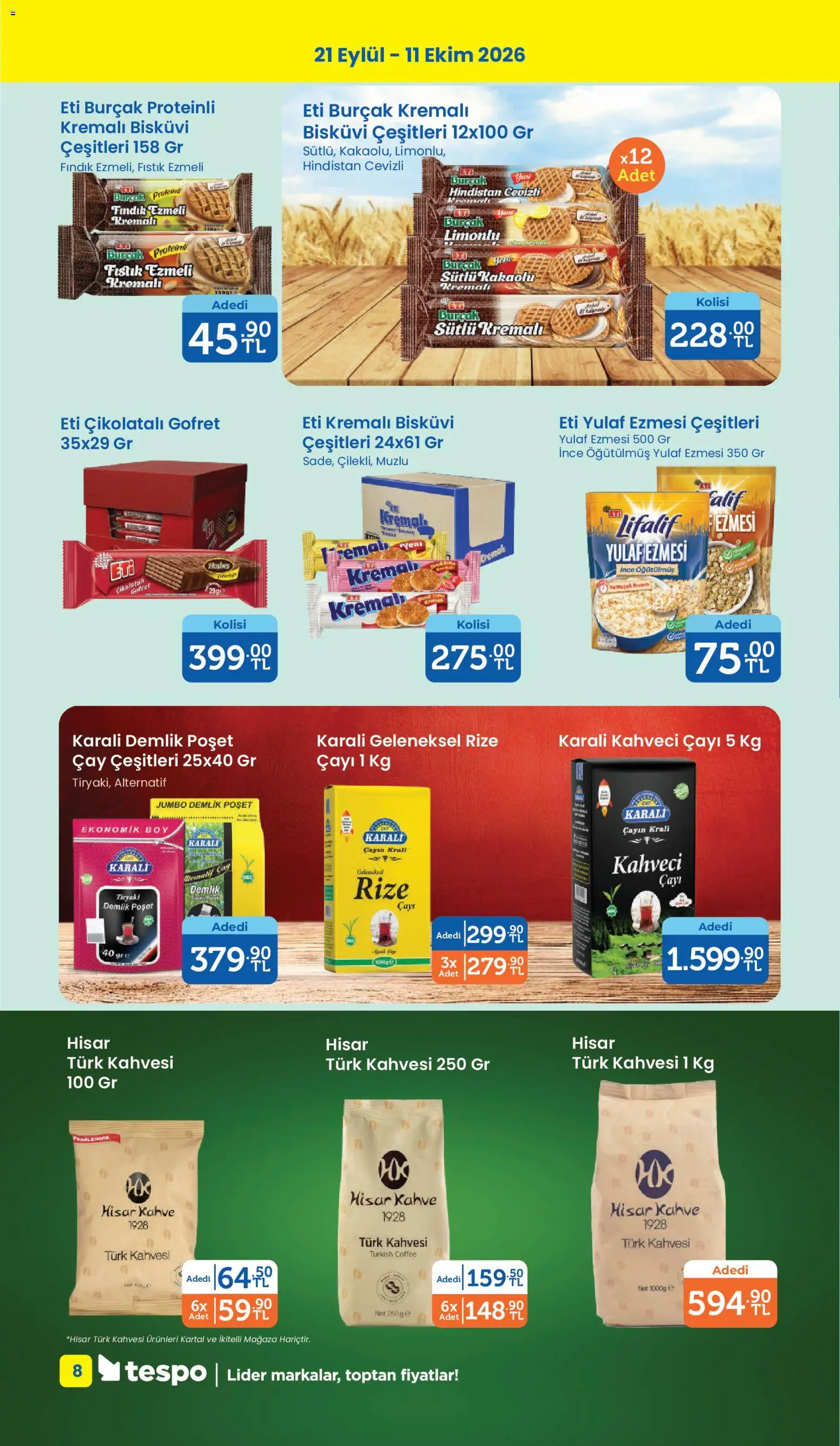 Tespo Katalog - 21 Eylül 2026 tarihinden itibaren geçerlidir | Sayfa: 8 | Ürünler: Gofret, Çay, Fındık, Yulaf
