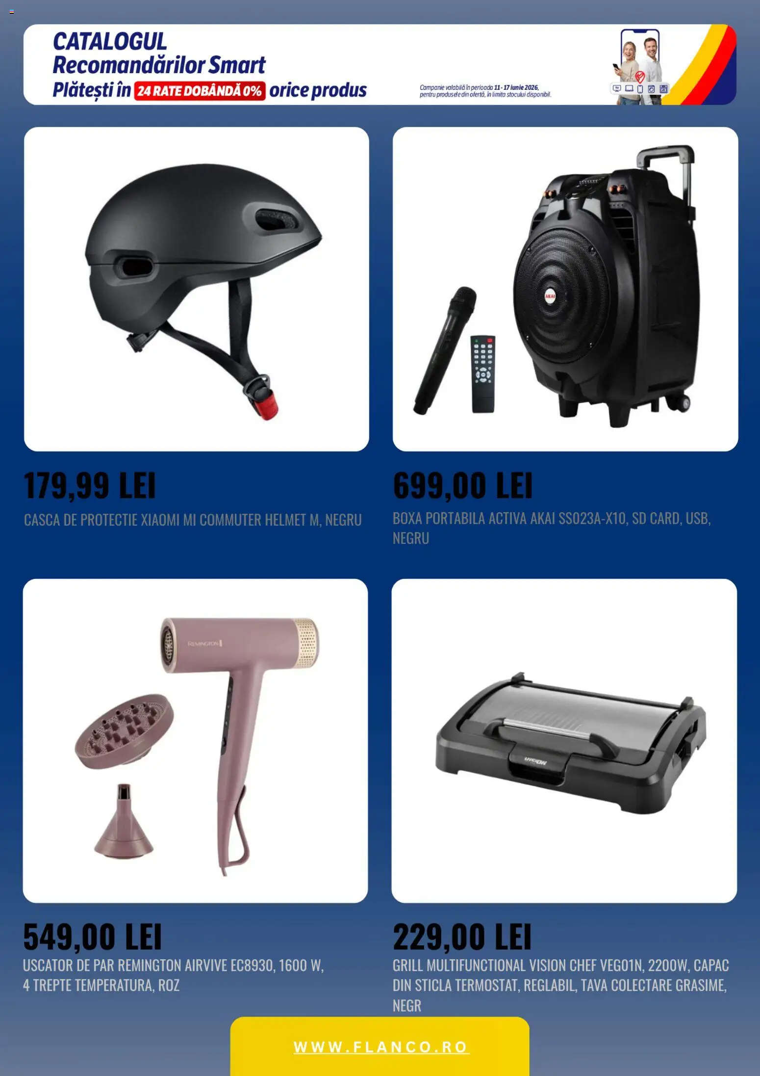 Noul catalog Flanco – valabil de la 11.06.2026 | Pagină: 5 | Produse: Uscător, Grill, Uscător De Păr, Boxă portabilă