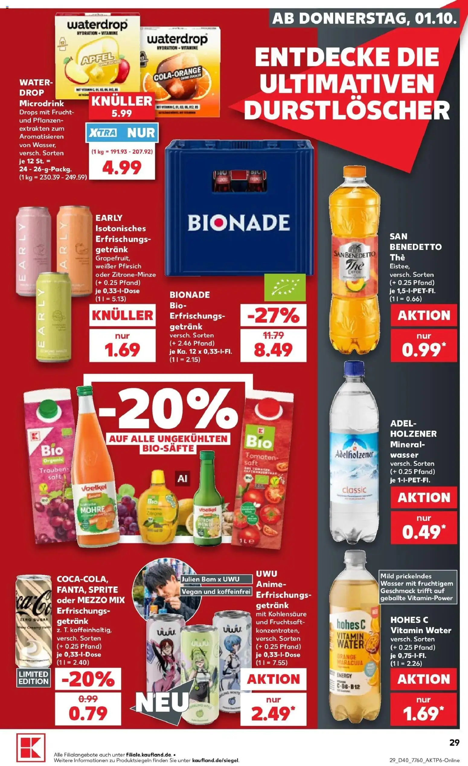 Prospekt Kaufland ab 28.09.2026 » Angebote Online zum Blättern | Seite: 39 | Produkte: Bionade, Pfirsich, Hohes c, Fruchtsaft