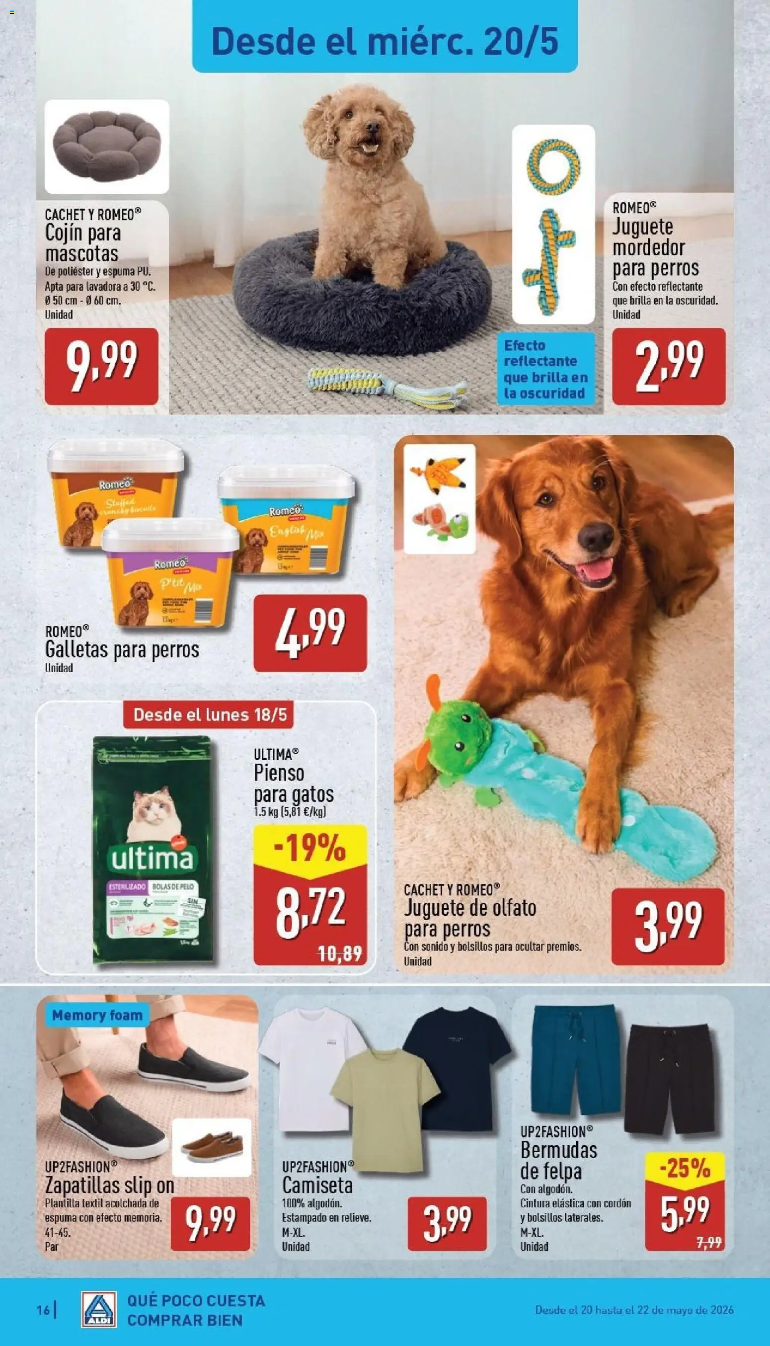 Aldi folleto Península │ válido desde el 18.05.2026 | Página: 16 | Productos: Zapatillas, Galletas, Lavadora, Cojín