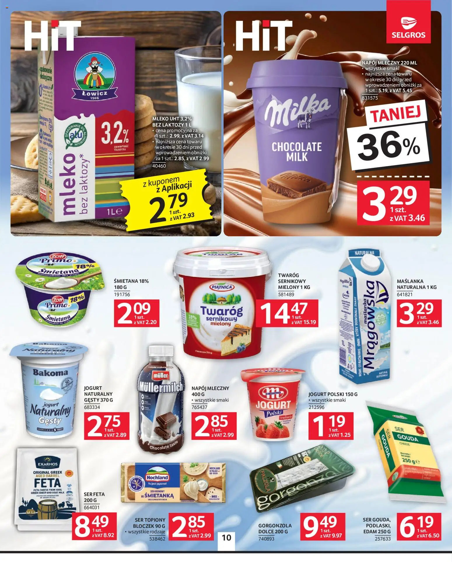 Selgros cash&carry gazetka od 16.07.2026 | Strona: 10 | Produkty: Ser topiony, Maślanka, Milka, Ser feta
